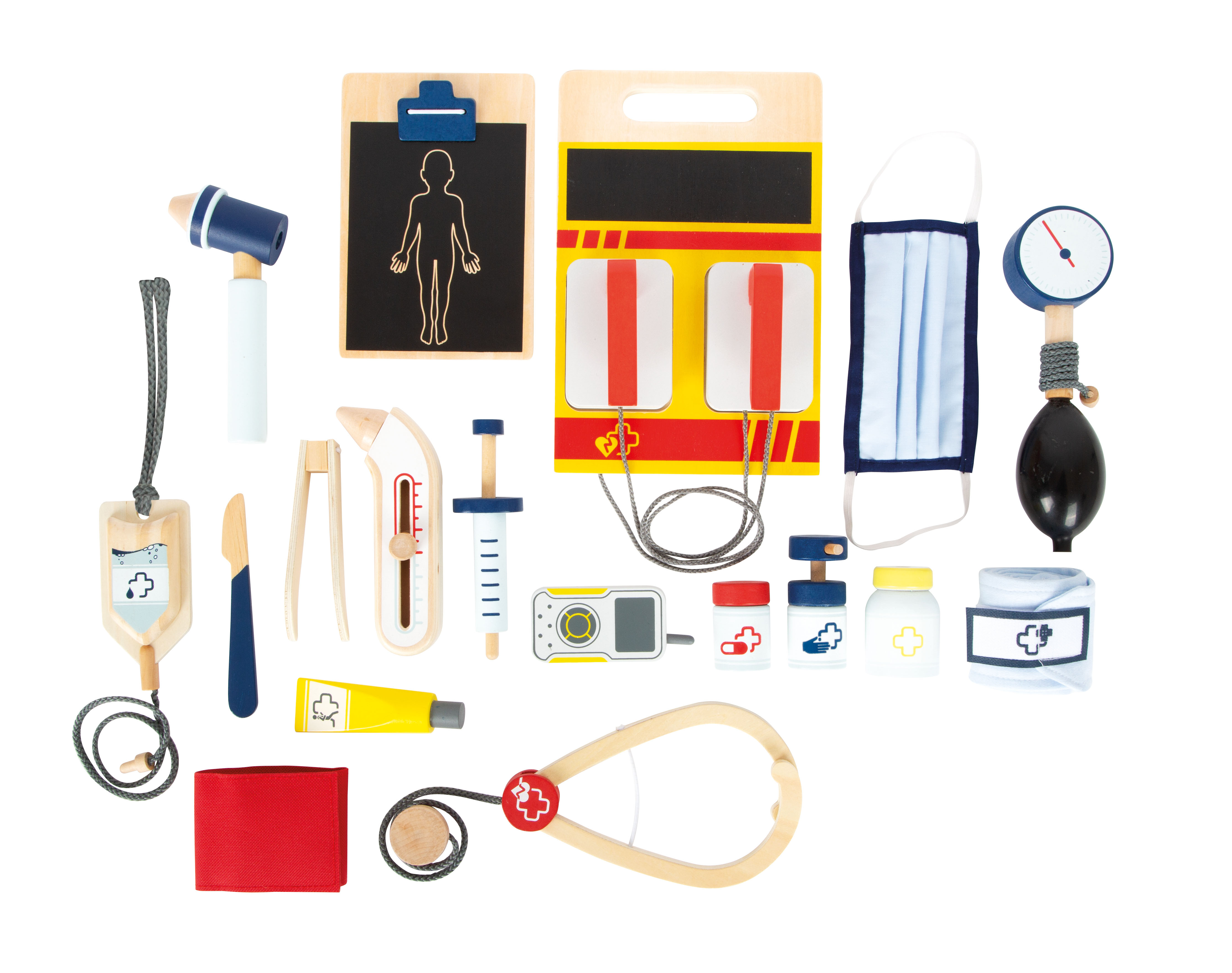 Komplett-Set aus Holz für den Notarzt-Rucksack