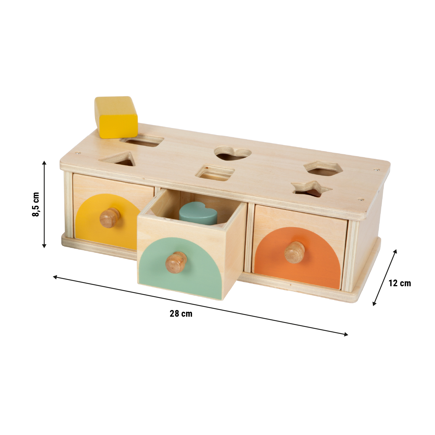 Abmessungen Montessori Sortierspiel aus Holz