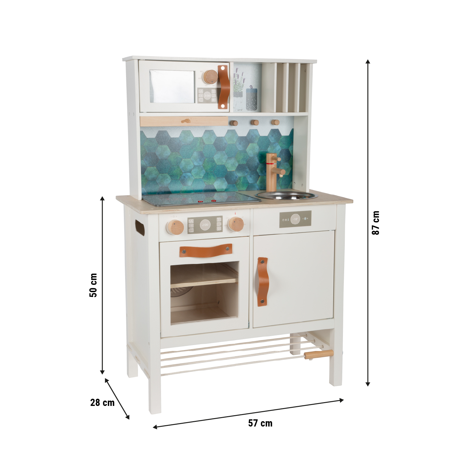 Weiße Kinderküche Tasty Skizze Größenvergleich