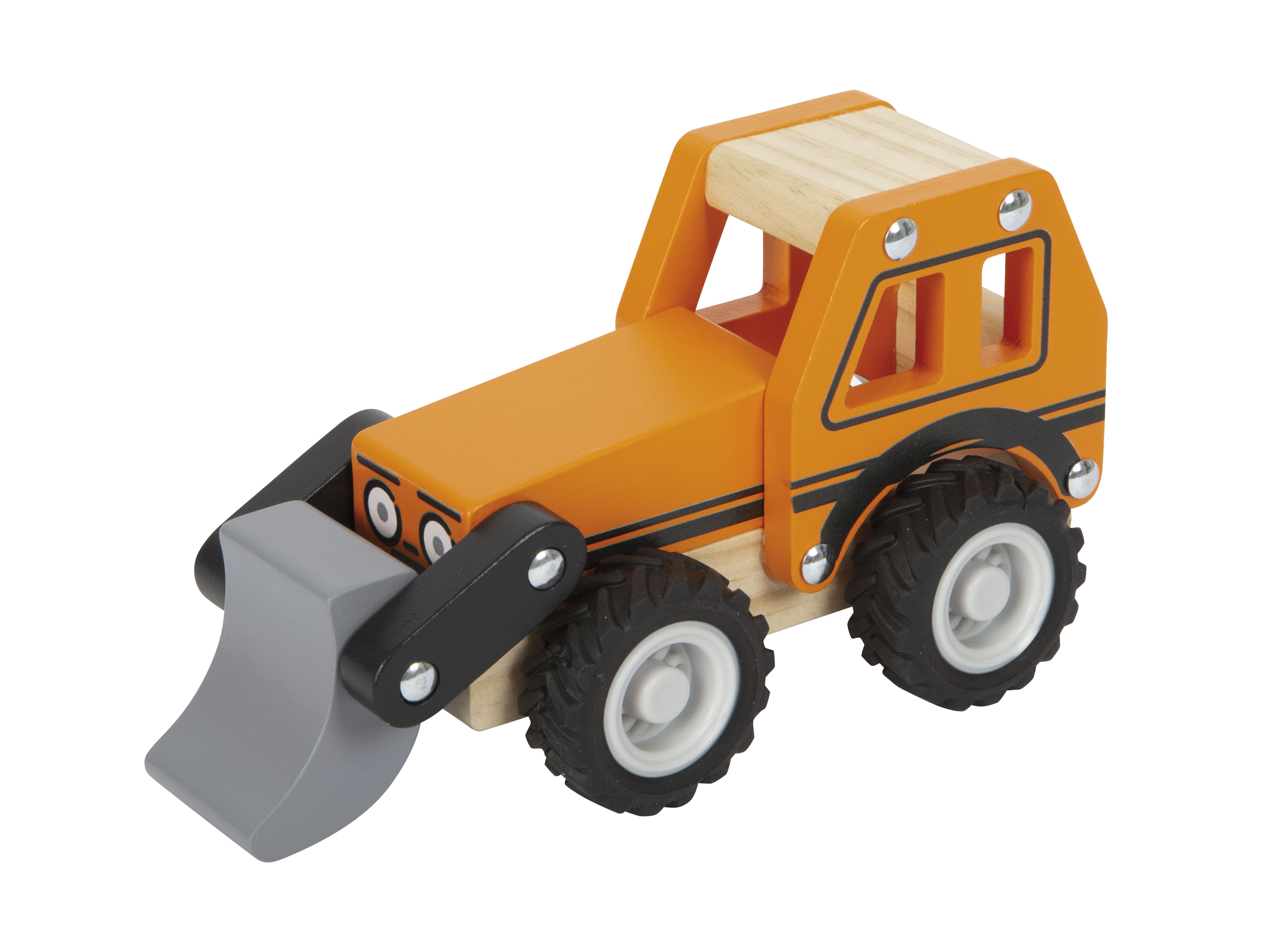 Spielzeug Tractor, Kleines Fahrzeug, Holzspielzeug, Gummireifen, Schaufel