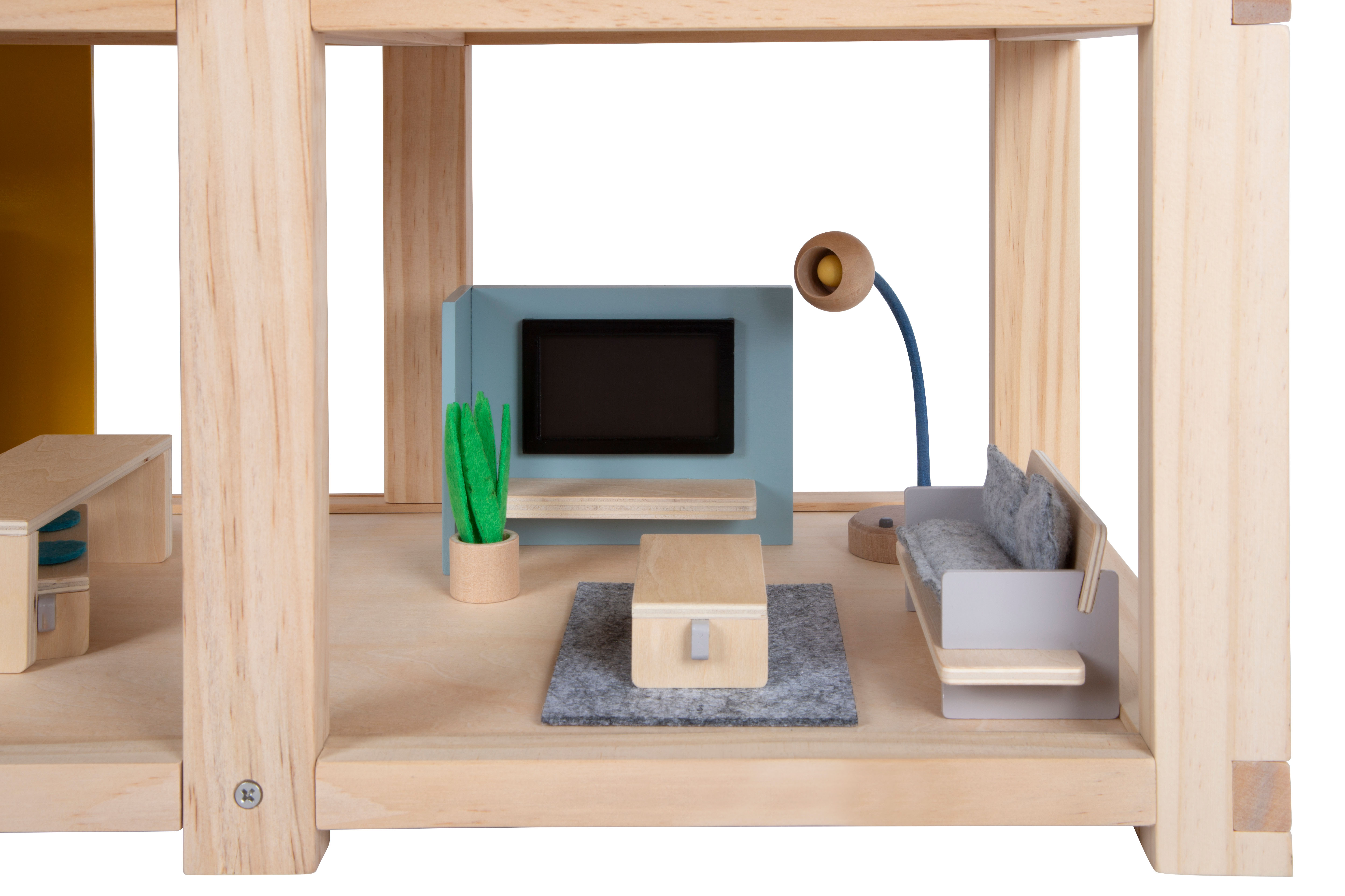 Puppenhaus Natur mit Möbeln für Kinder