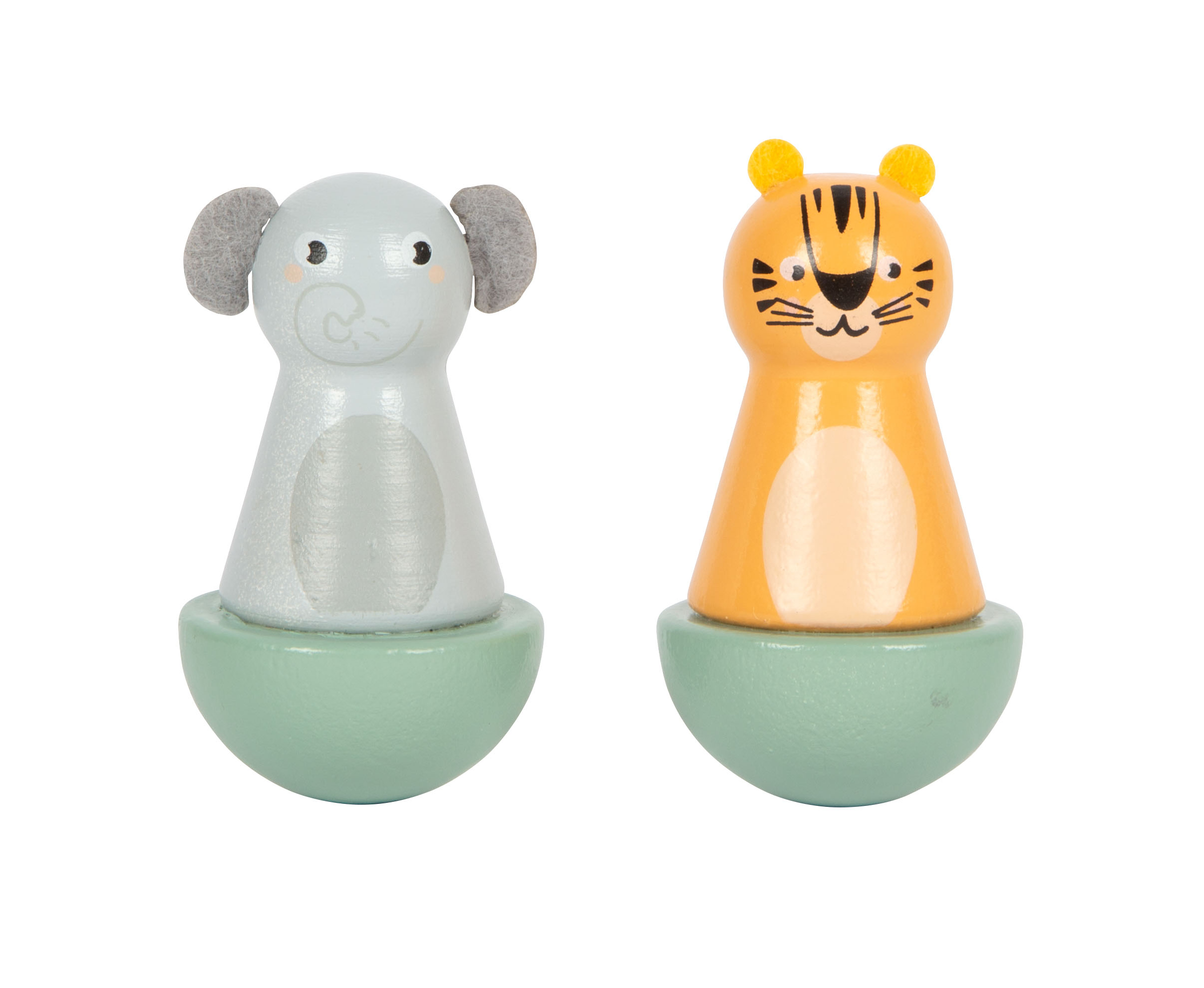 Holzfiguren Elefant und Tiger von Kinder Spieluhr
