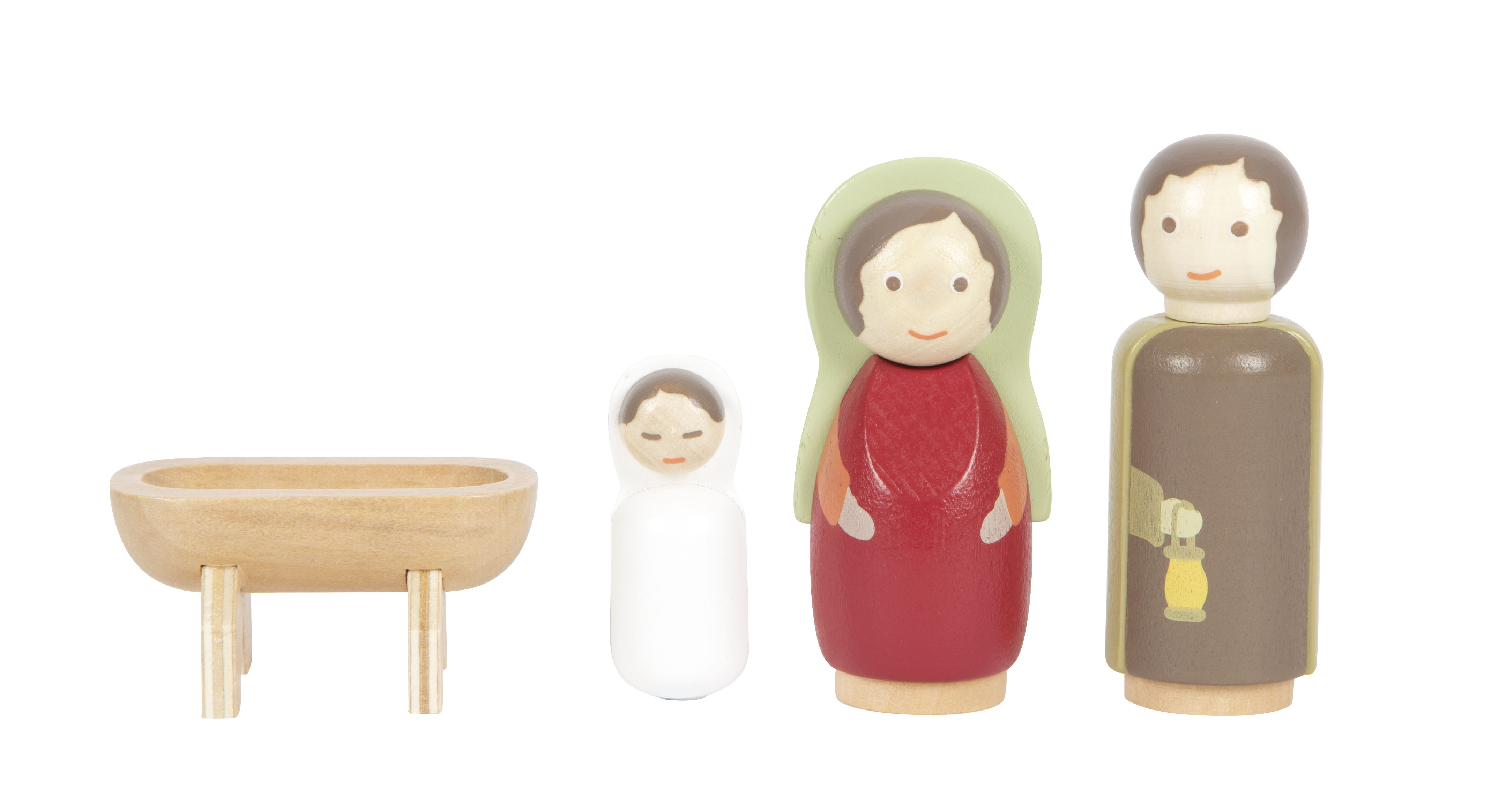 Weihnachtskrippe aus Holz mit Maria und Josef