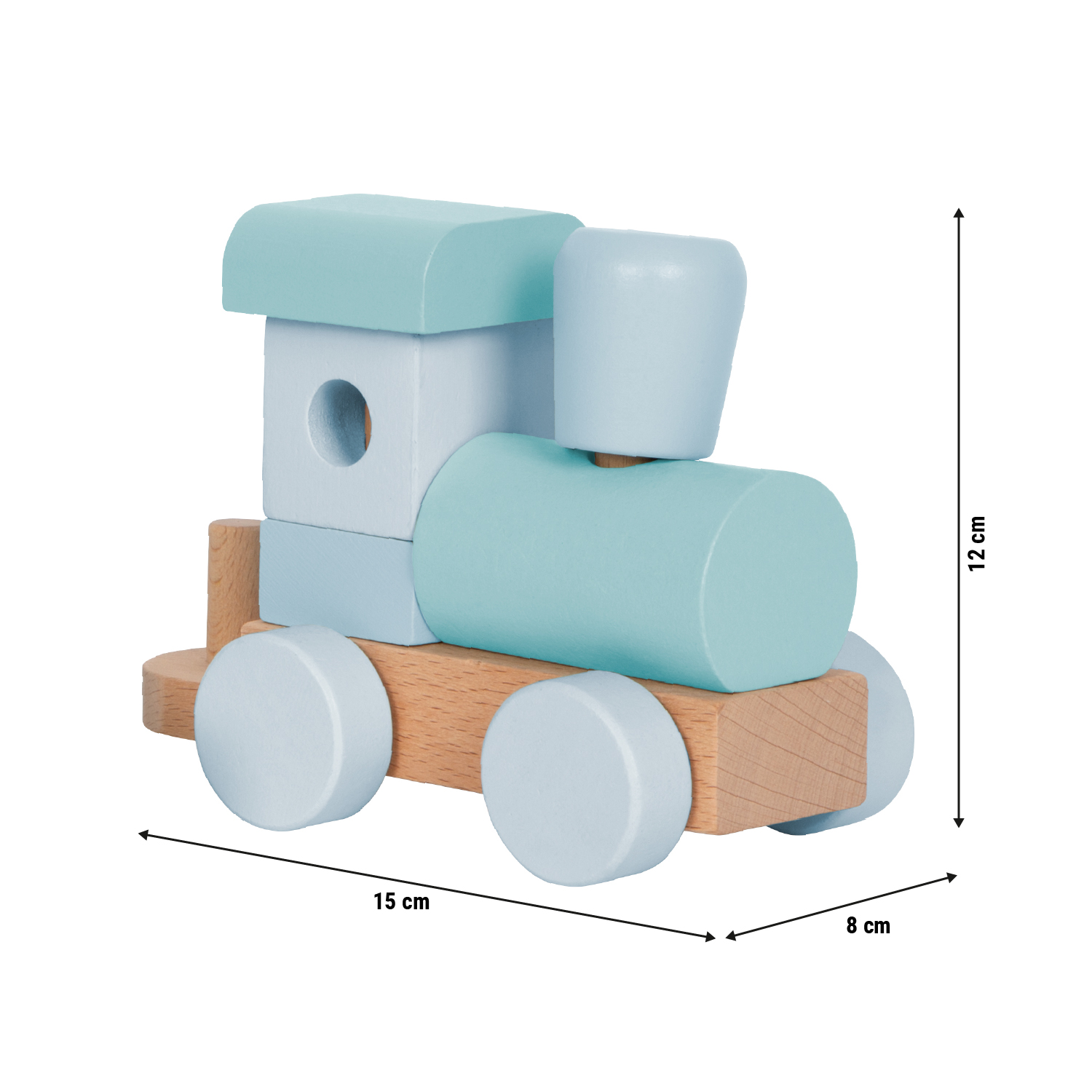 Holzzug blau Größenskizze