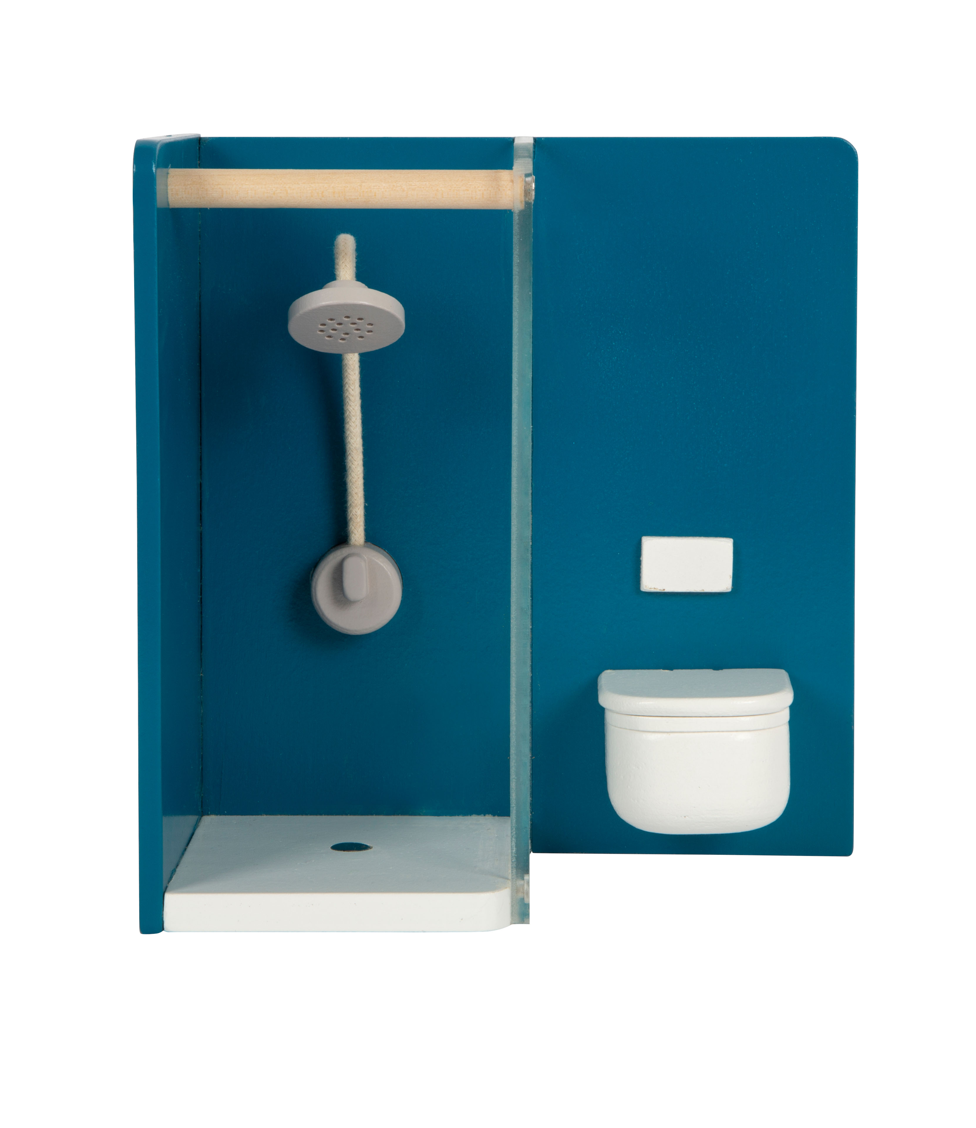 Dusche mit Toilette aus Holz für Puppenhaus