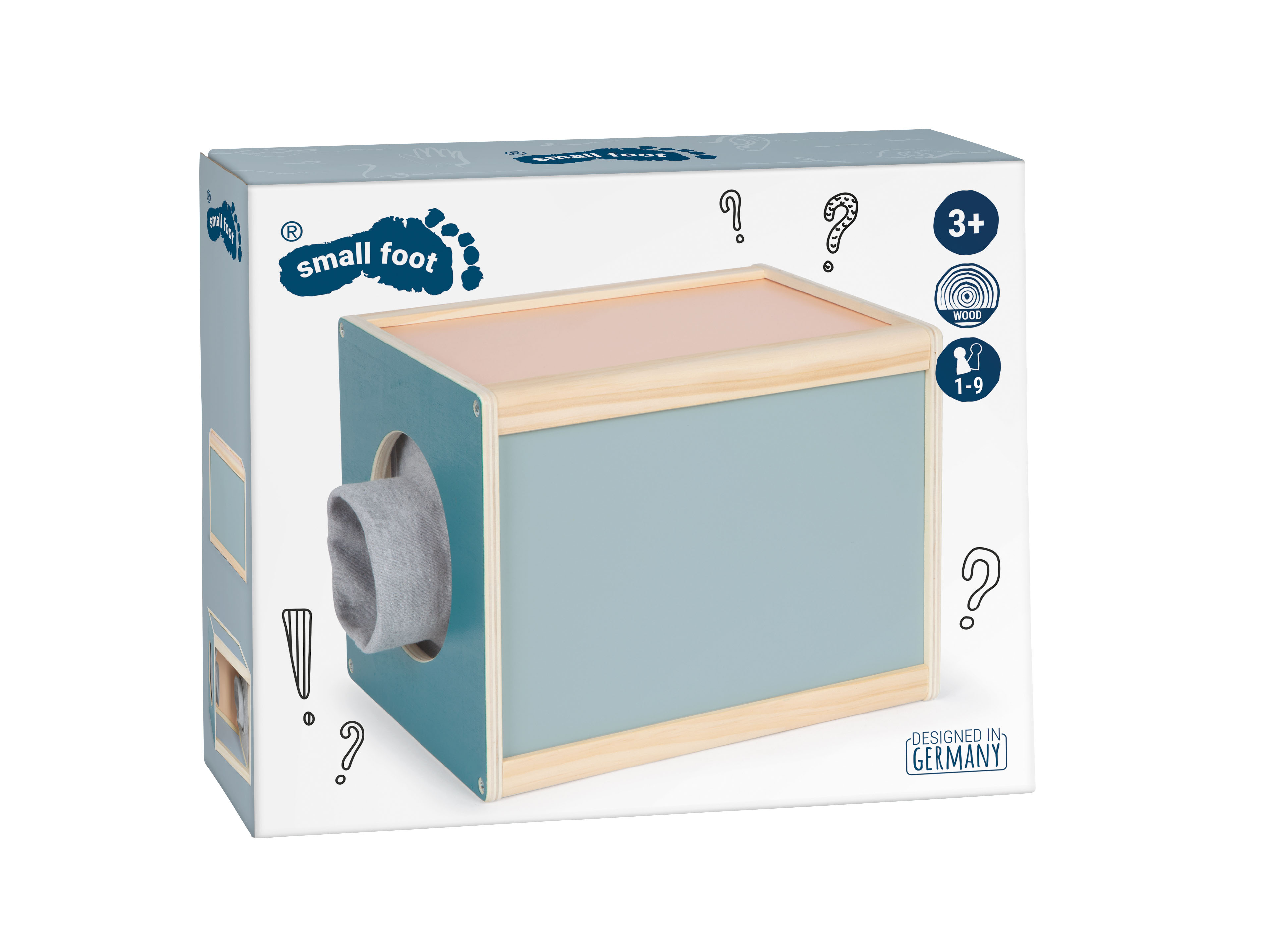 Verpackung vom Fühl-Spiel aus Holz