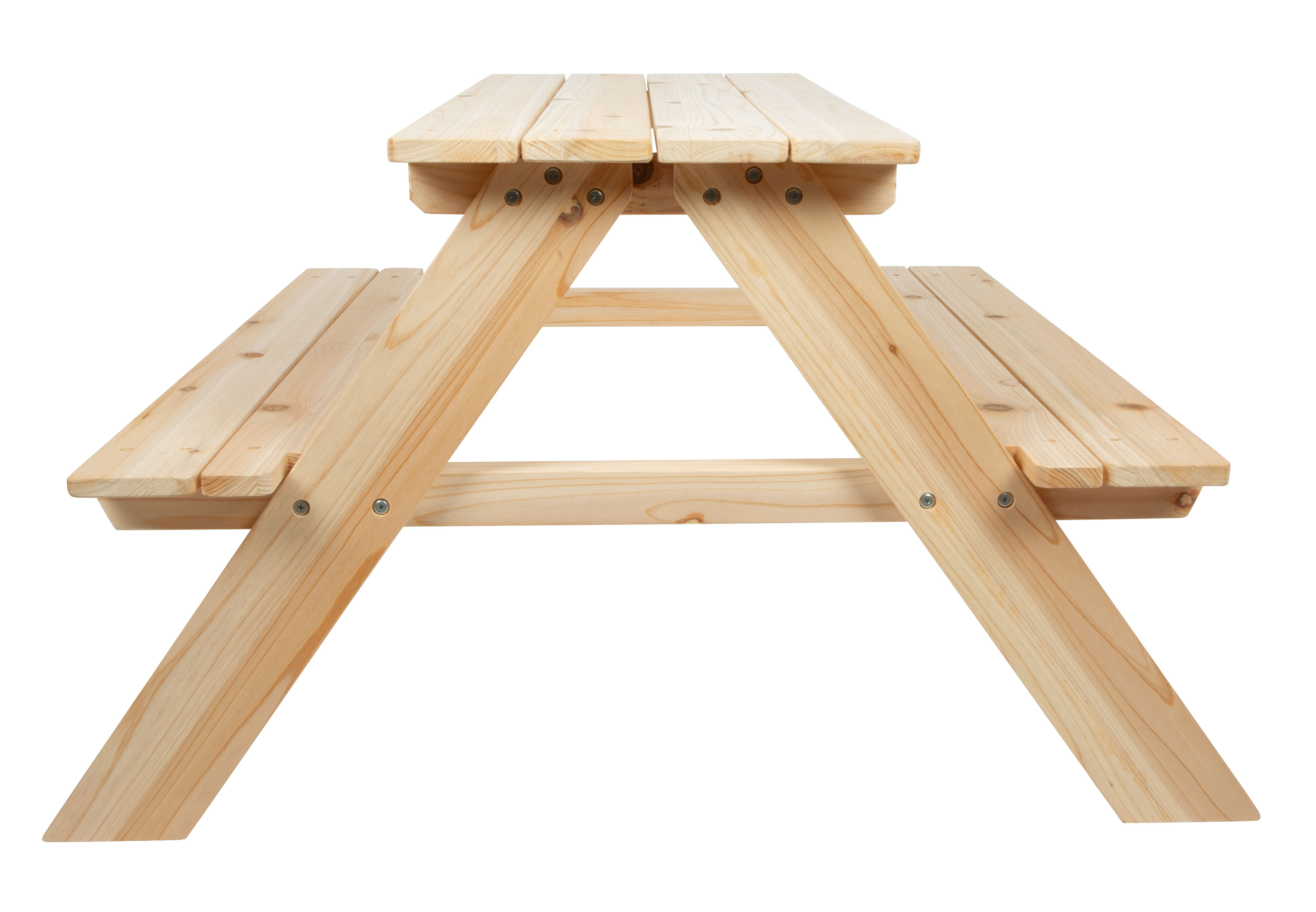 Sitzgruppe aus Holz mit Tisch und Bänken für Kinder