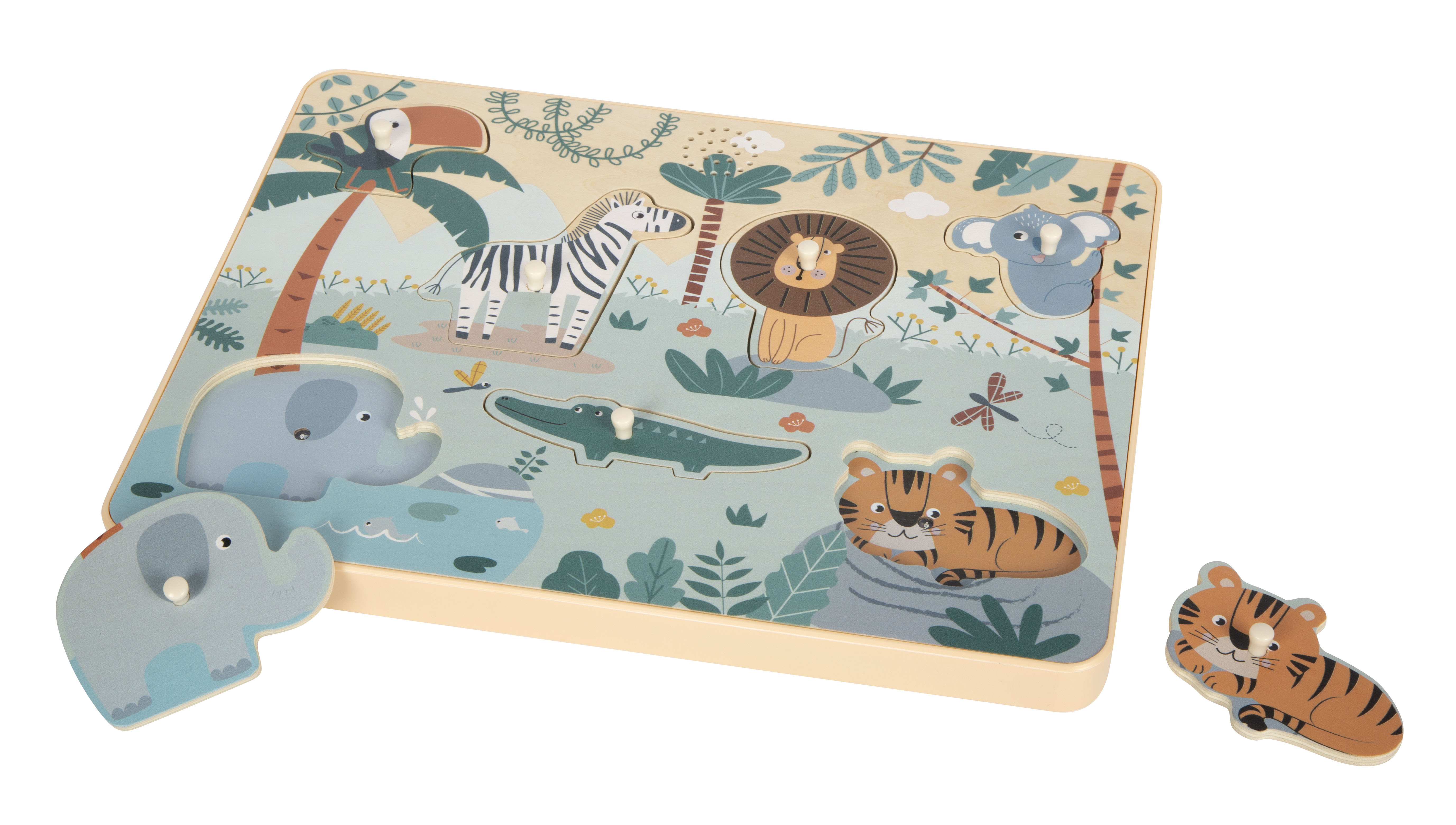 Setzpuzzle Tierlaute: Tiger und Elefant