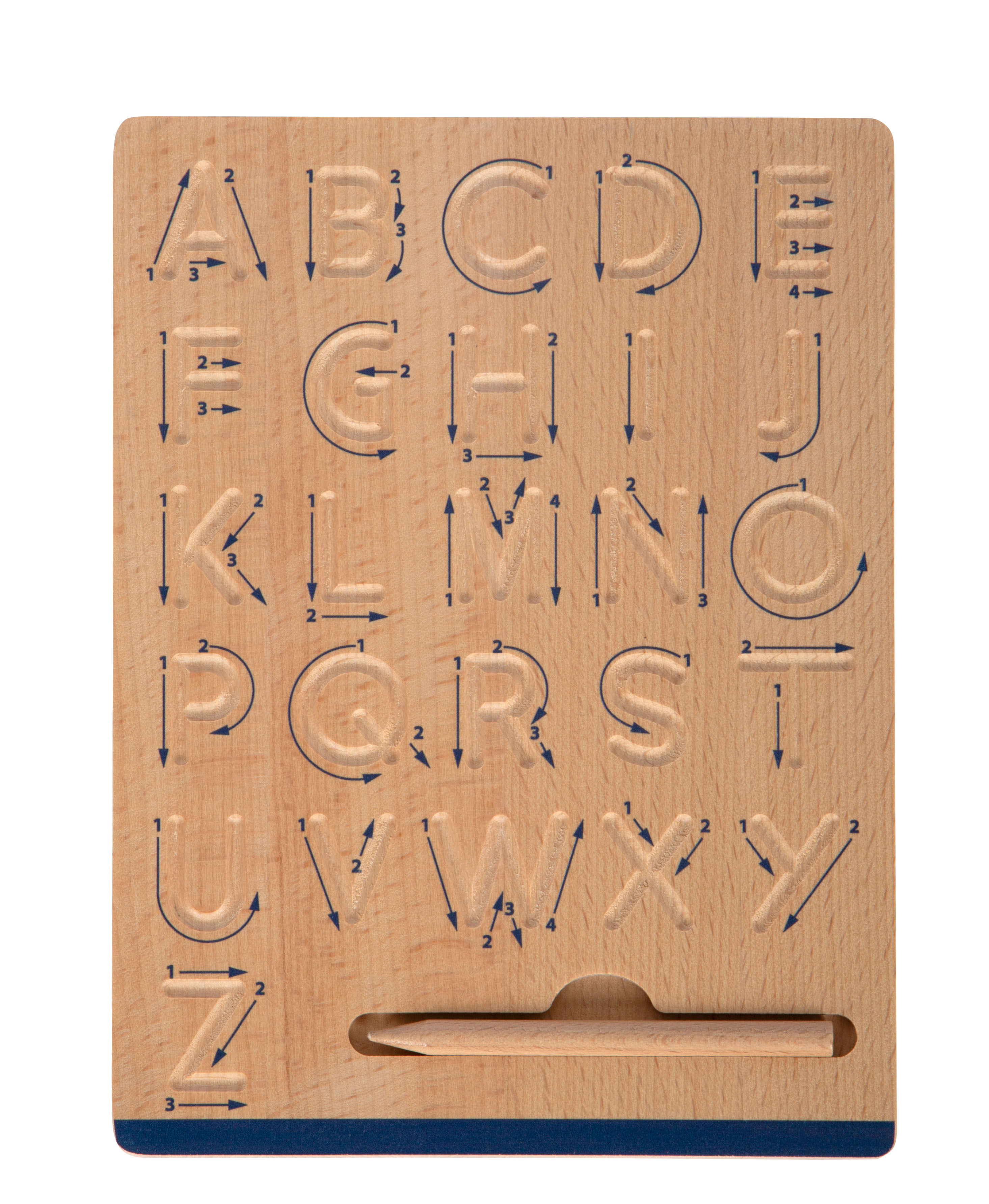 Holztafel mit Schwungübungen zum Schreibenlernen