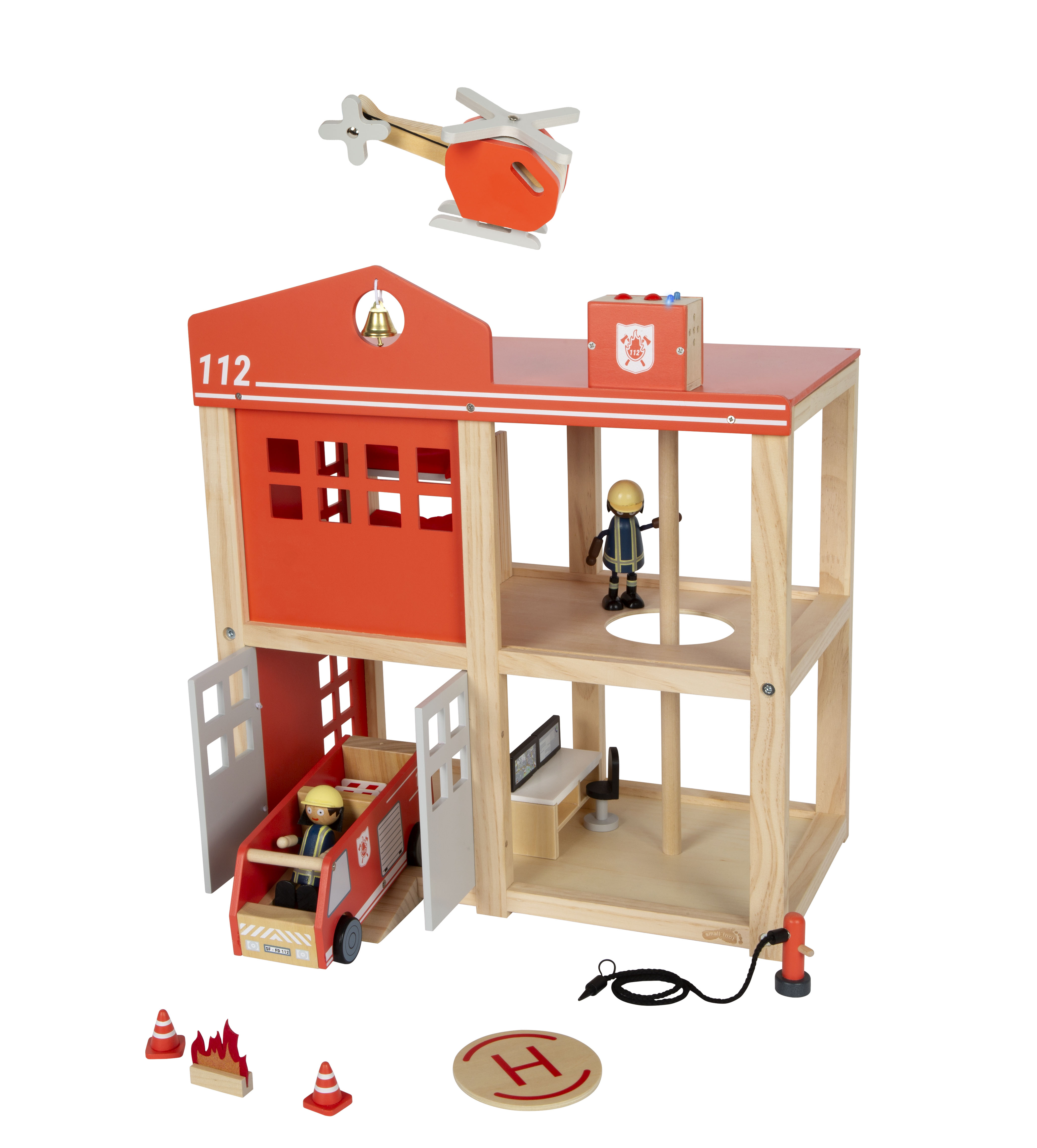 Helikopter und Feuerwehrwagen im Set