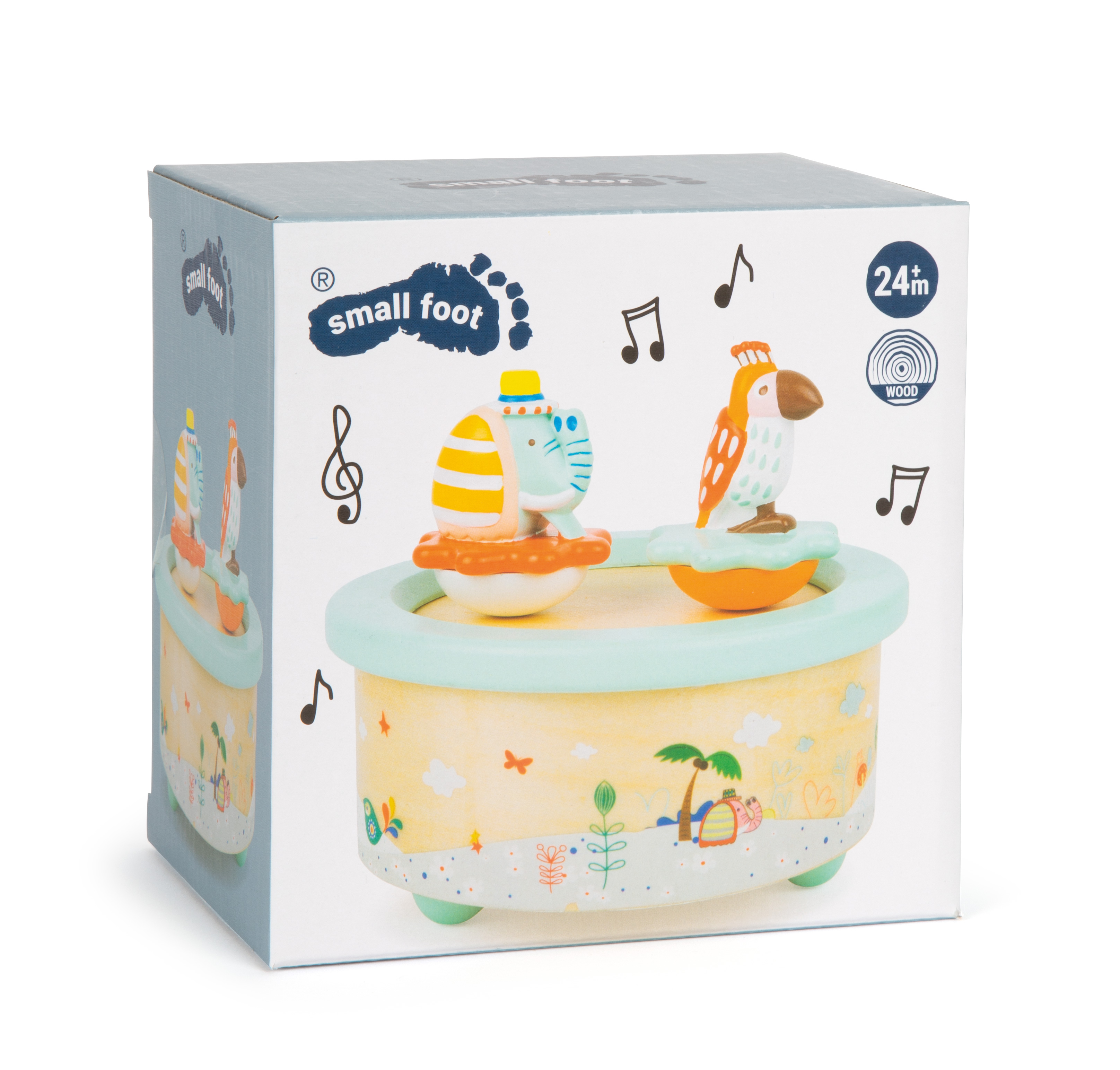 Spieluhr Papagei und Elefant Verpackung