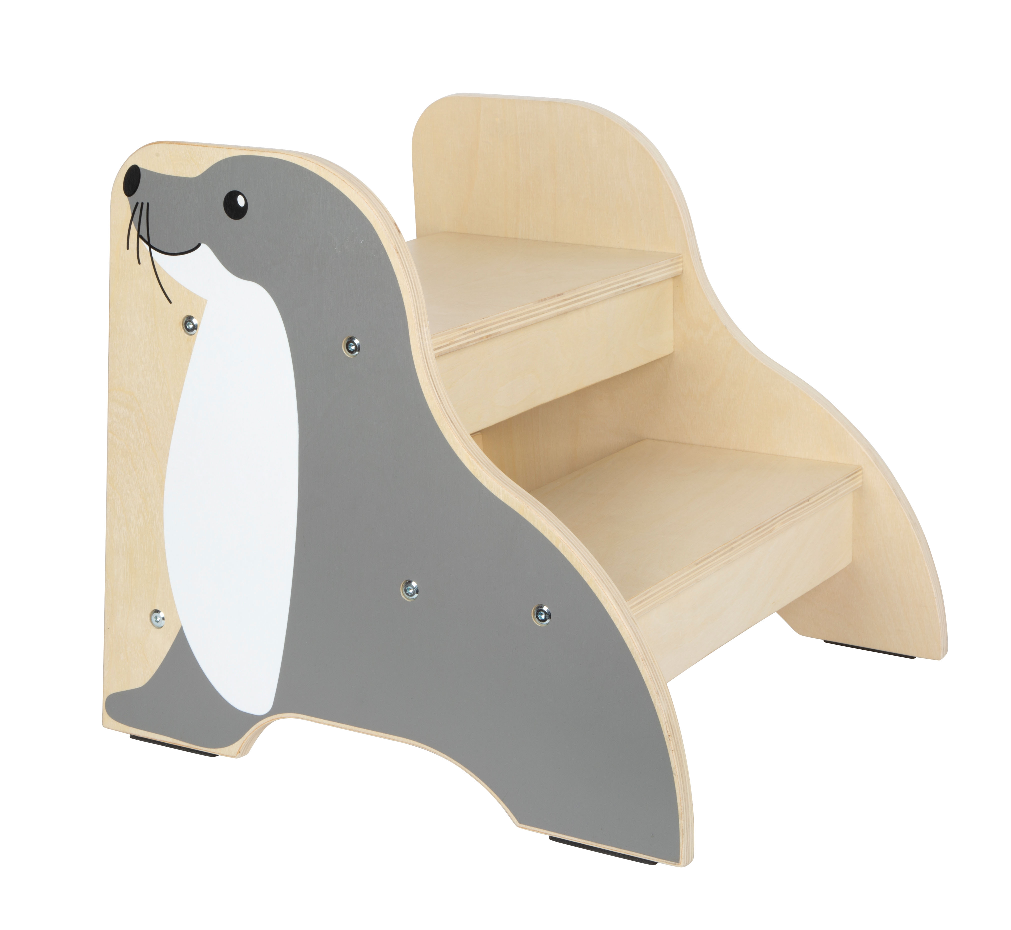 Tritthocker mit zwei Stufen im Seehund-Design
