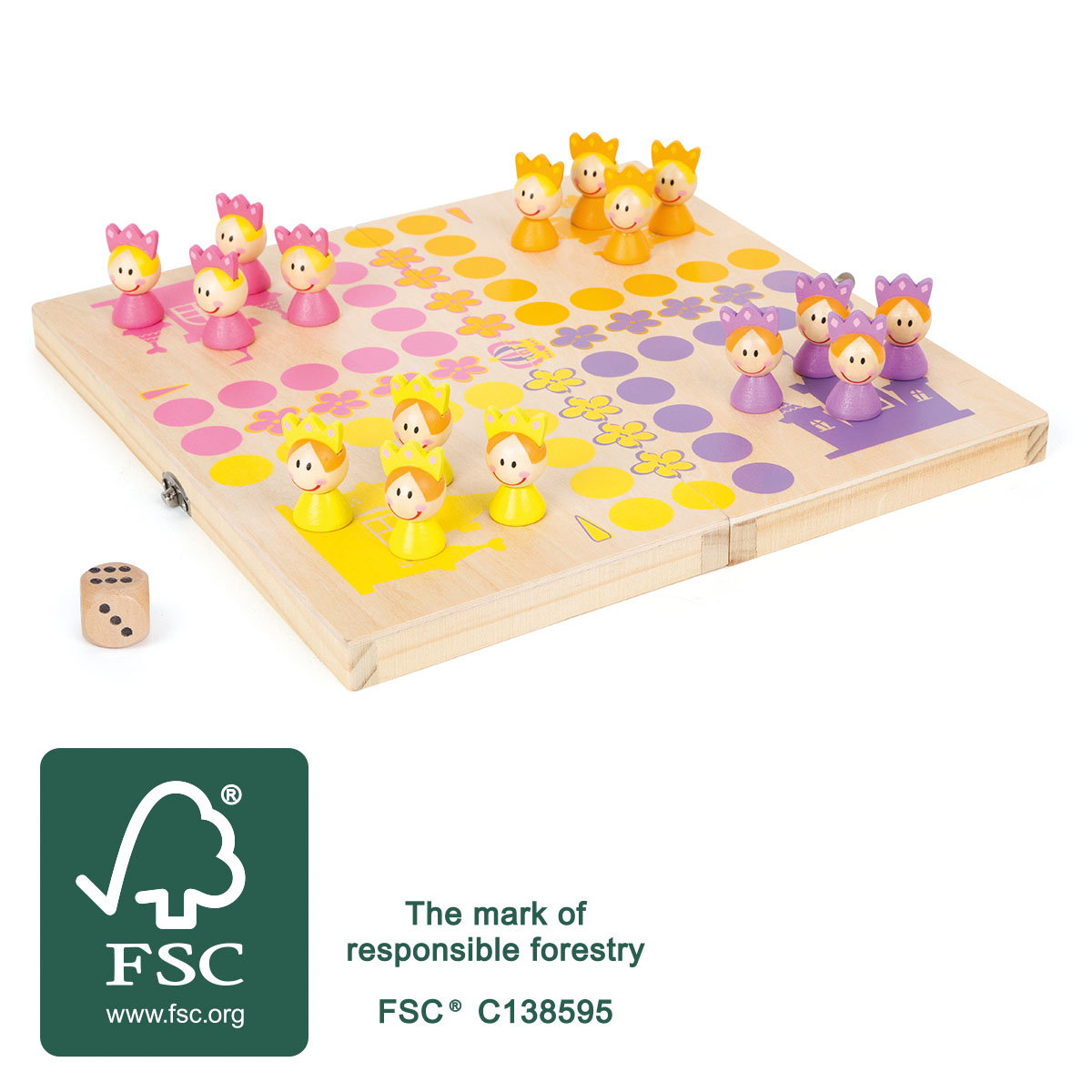 Ludo Brettspiel mit Prinzessinnen aus Holz