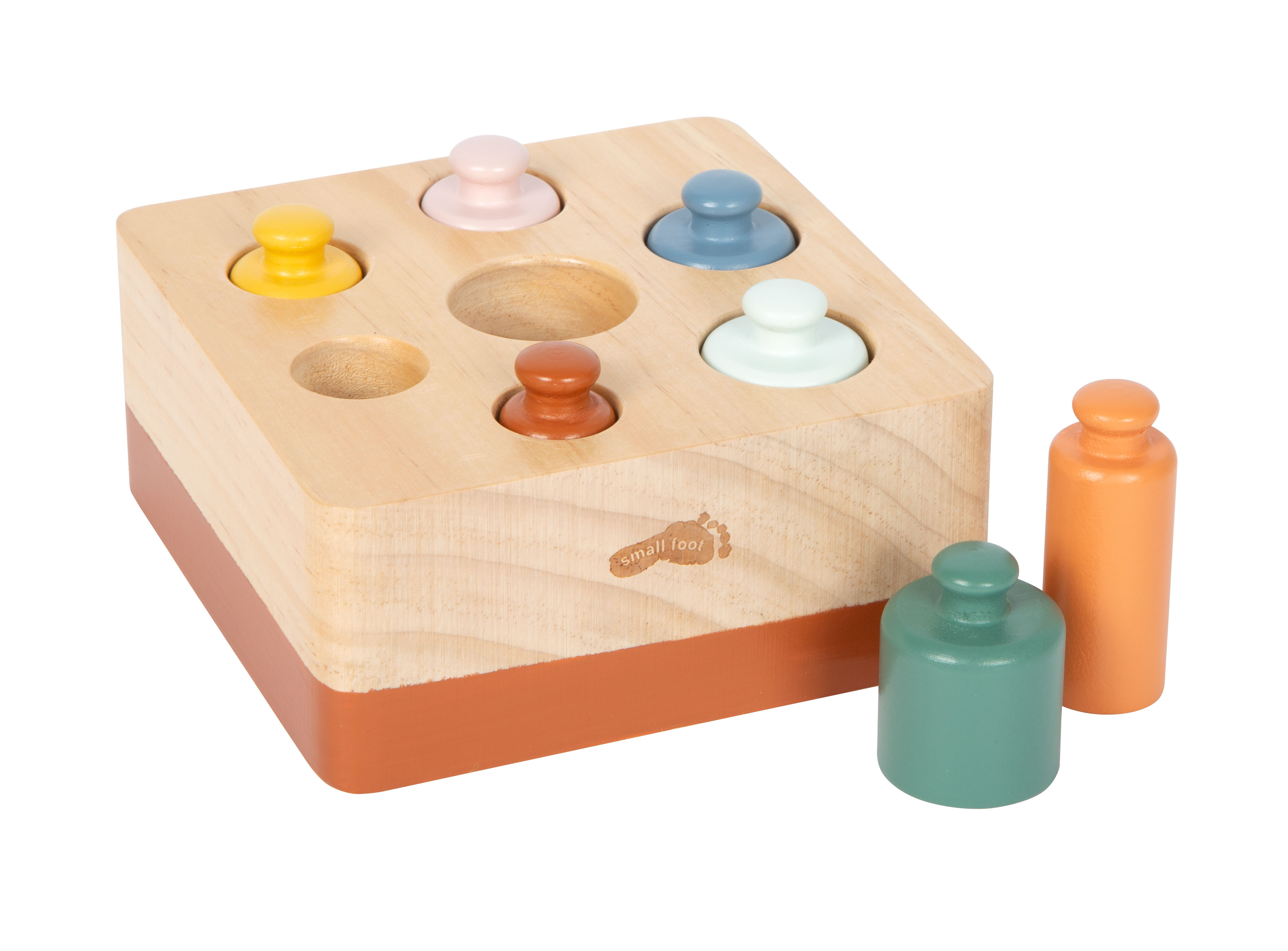 Montessori-Steckspiel mit unterschiedlich großen Zylindern