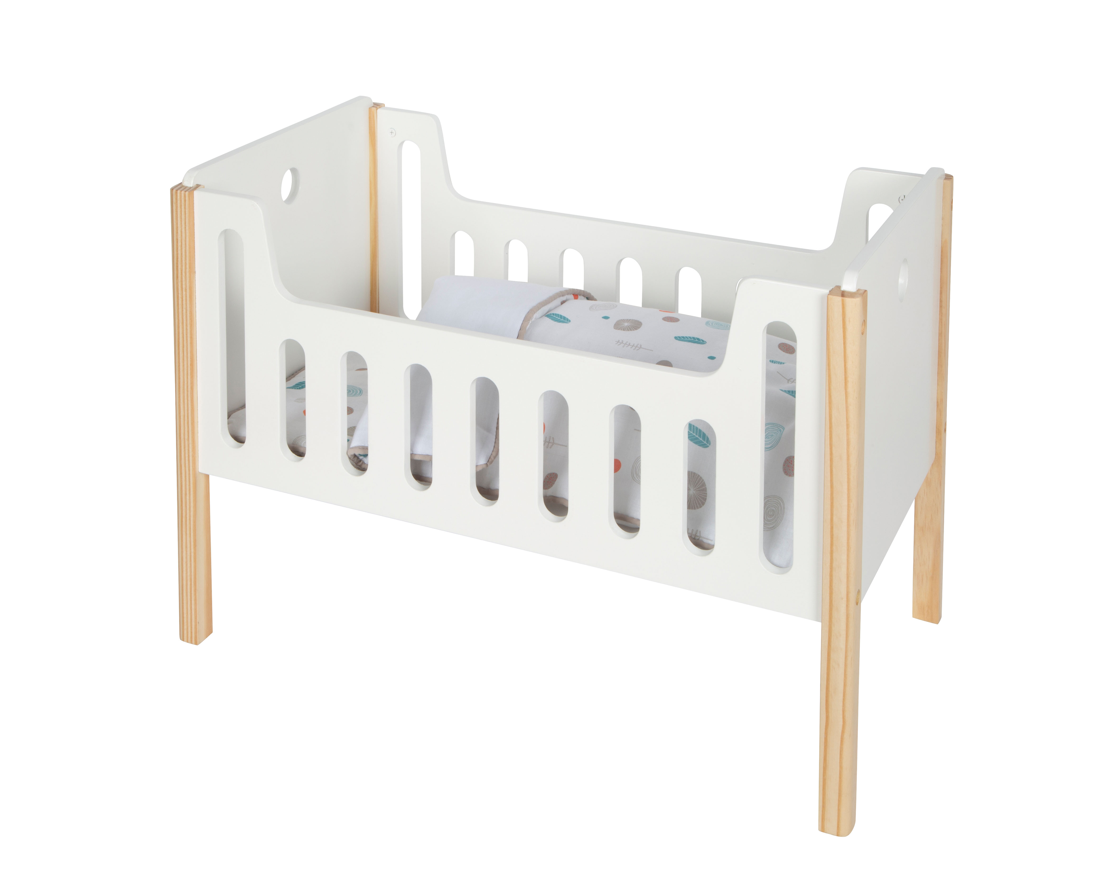 Skandinavisches Puppen-Gitterbett aus Holz