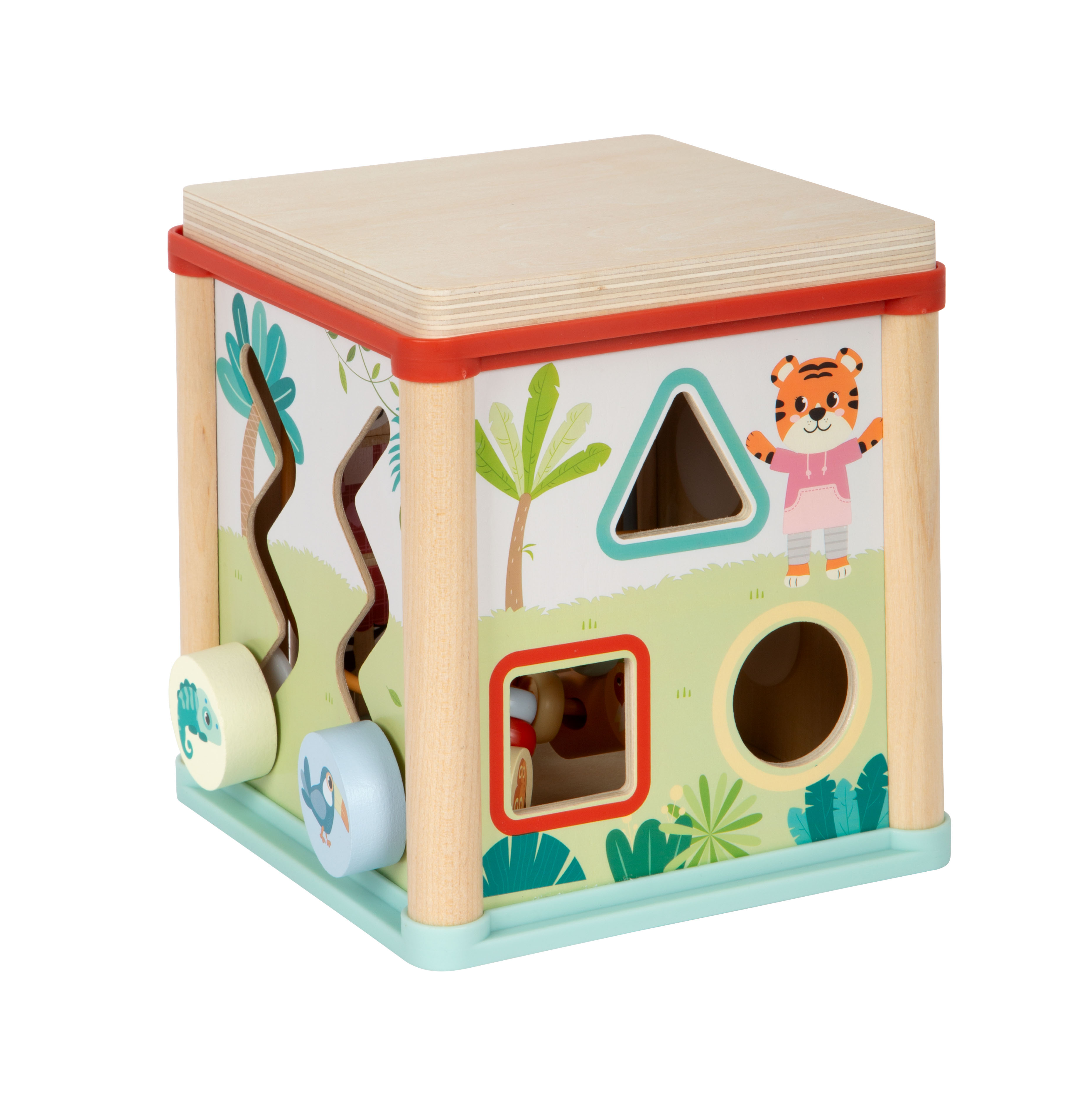 Motorikwürfel Deckel platzsparend verstauen