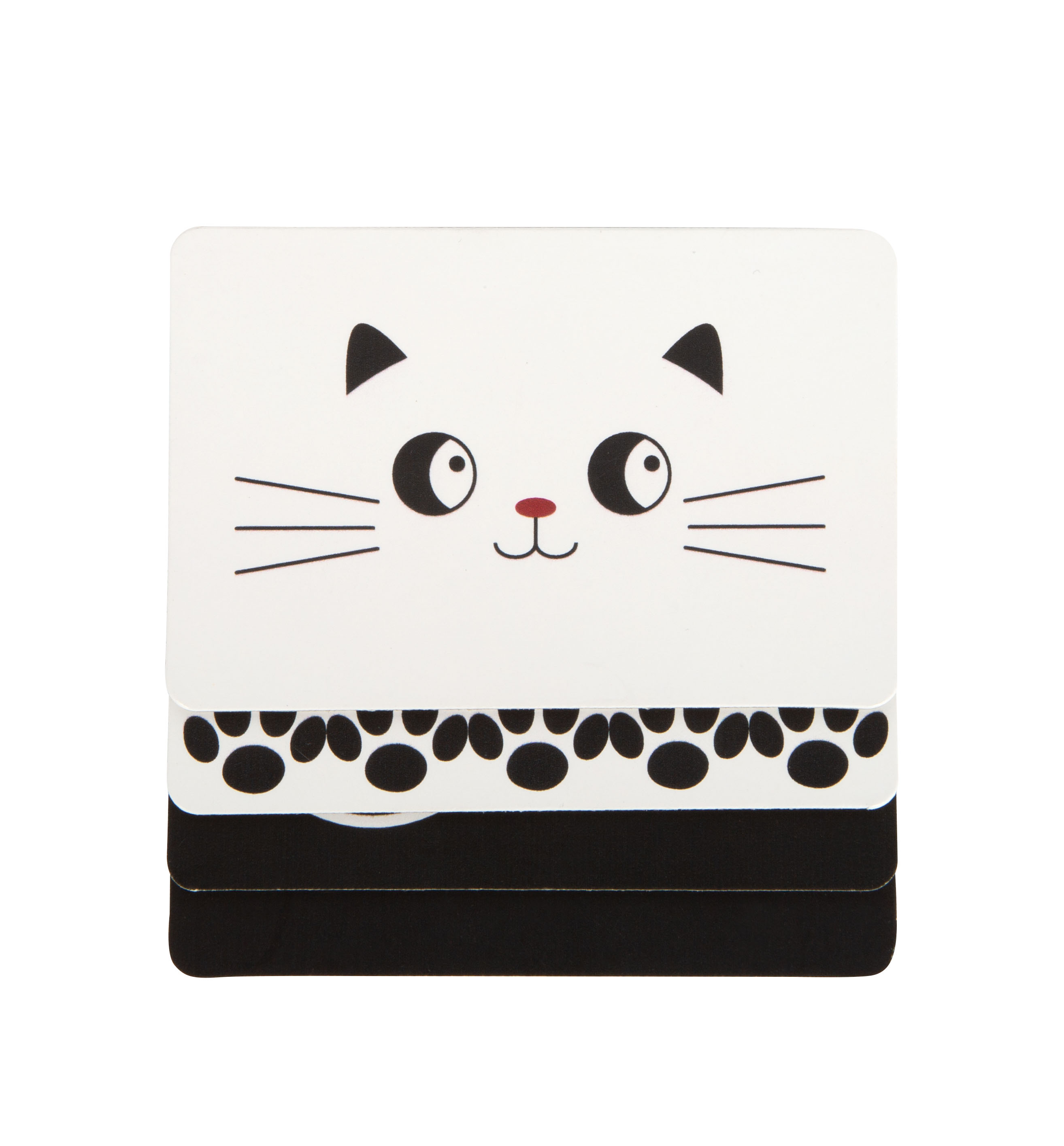 Katzengesicht, süßes Muster, weiße Karte, schwarze Punkte, gestapelte Karten,  Katzen-Postkarten,  Card,  Notizkarten,  Katzenmotiv,  Muster-Punkte, Katze, Notizkarte, Tiermuster, Schwarz-Weiß, Klebefläche