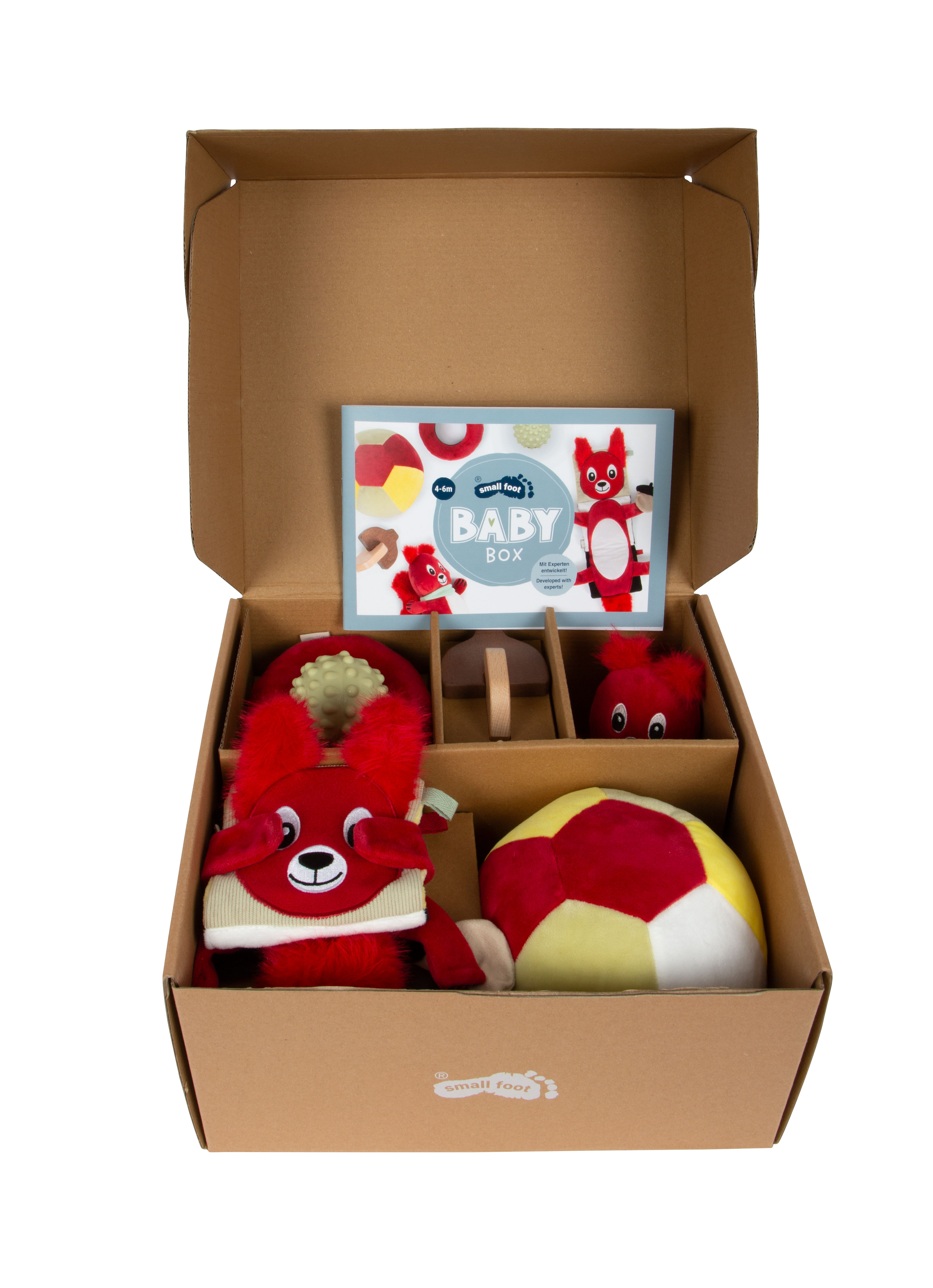 Baby box, Toy set, Sock puppet, Red plush, Ball toy, Baby box, kids toy, soft plush, red animal, soccer ball