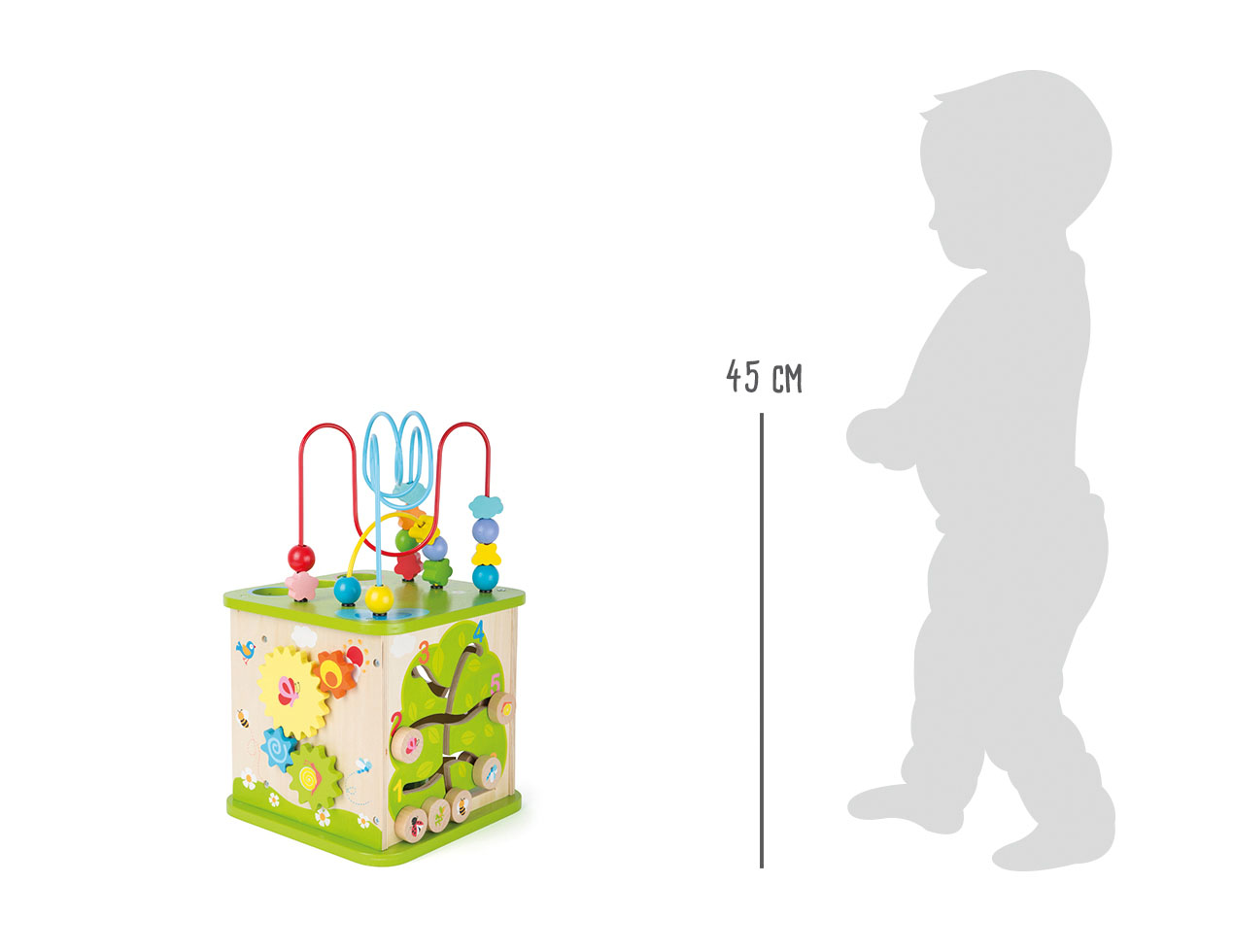 Motorikwürfel mit Kugelbahn für Kinder