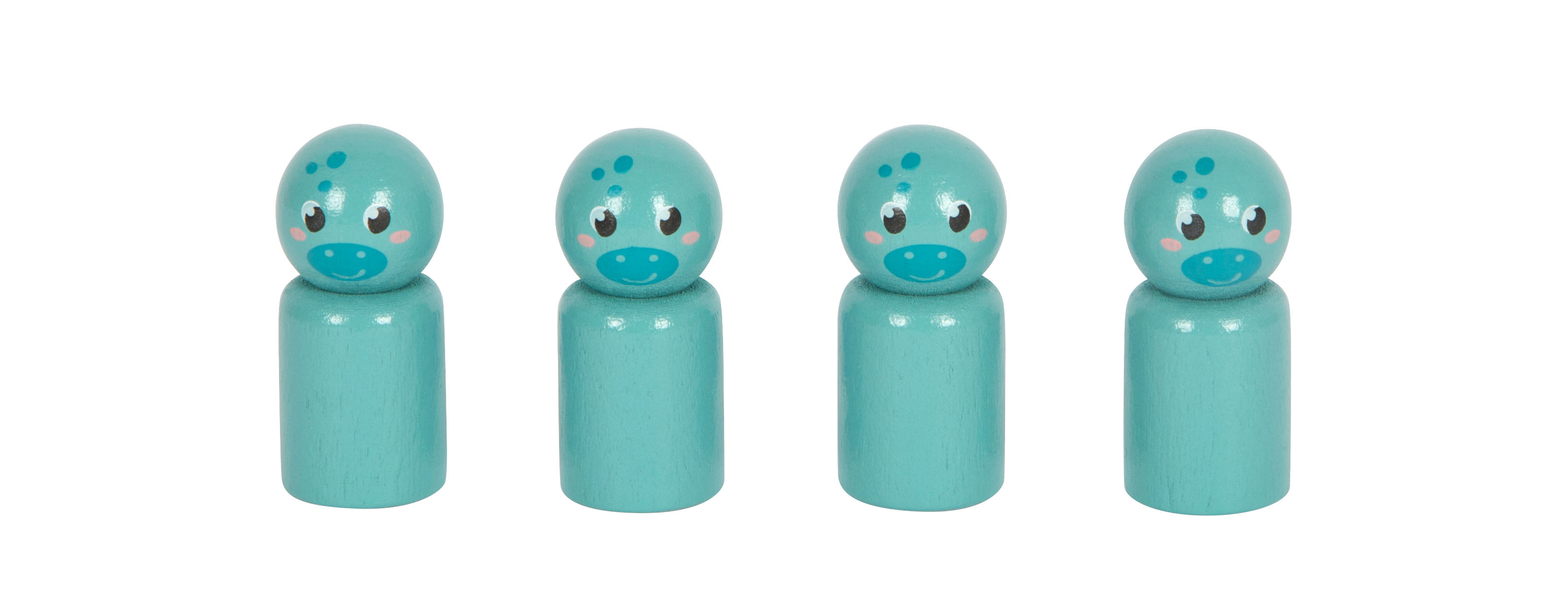 Vier Dino-Spielfiguren aus Holz für Kinder-Ludo