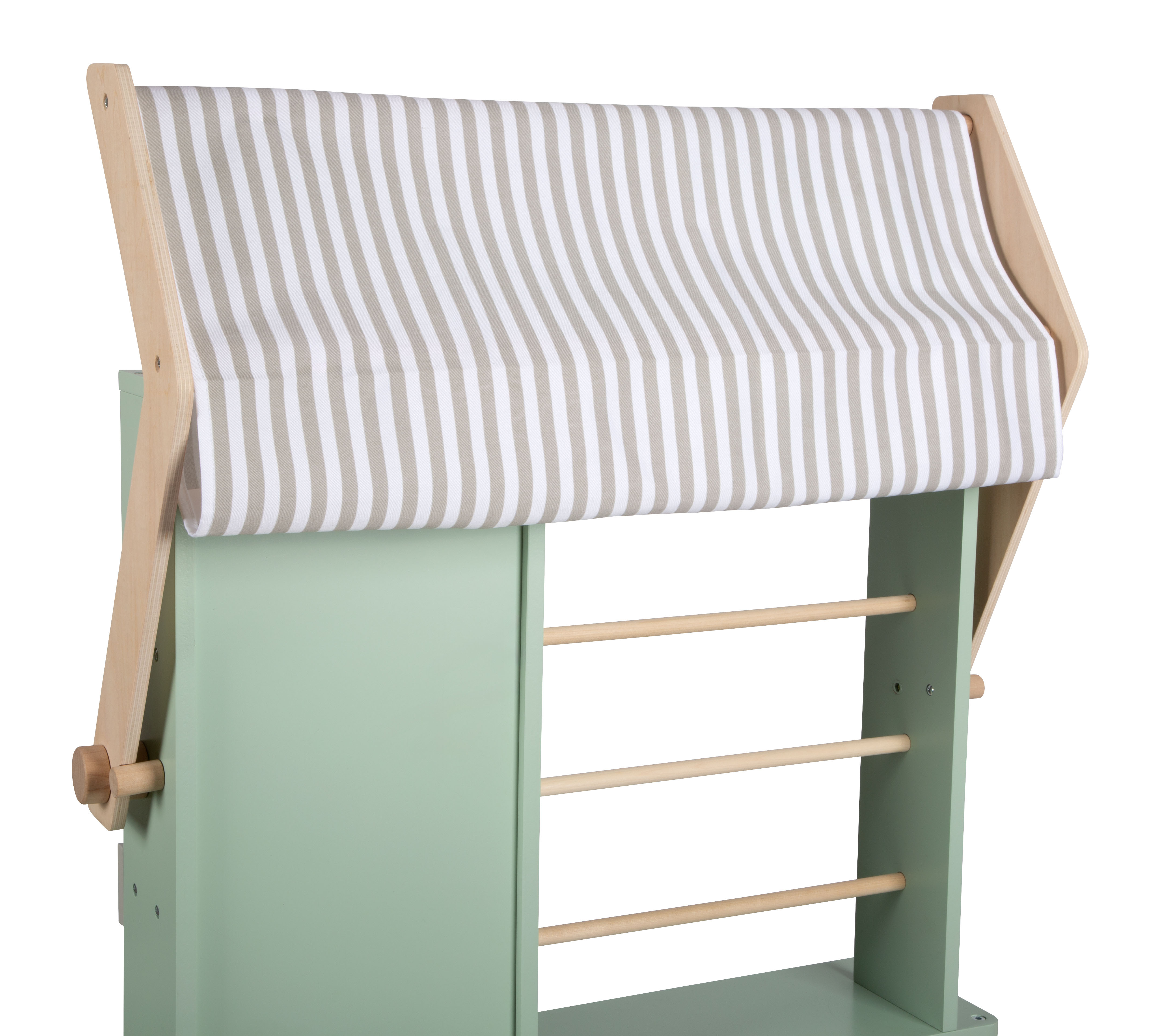 Verkaufsstiegen aus Holz im Marktstand, Markise, Baldachin