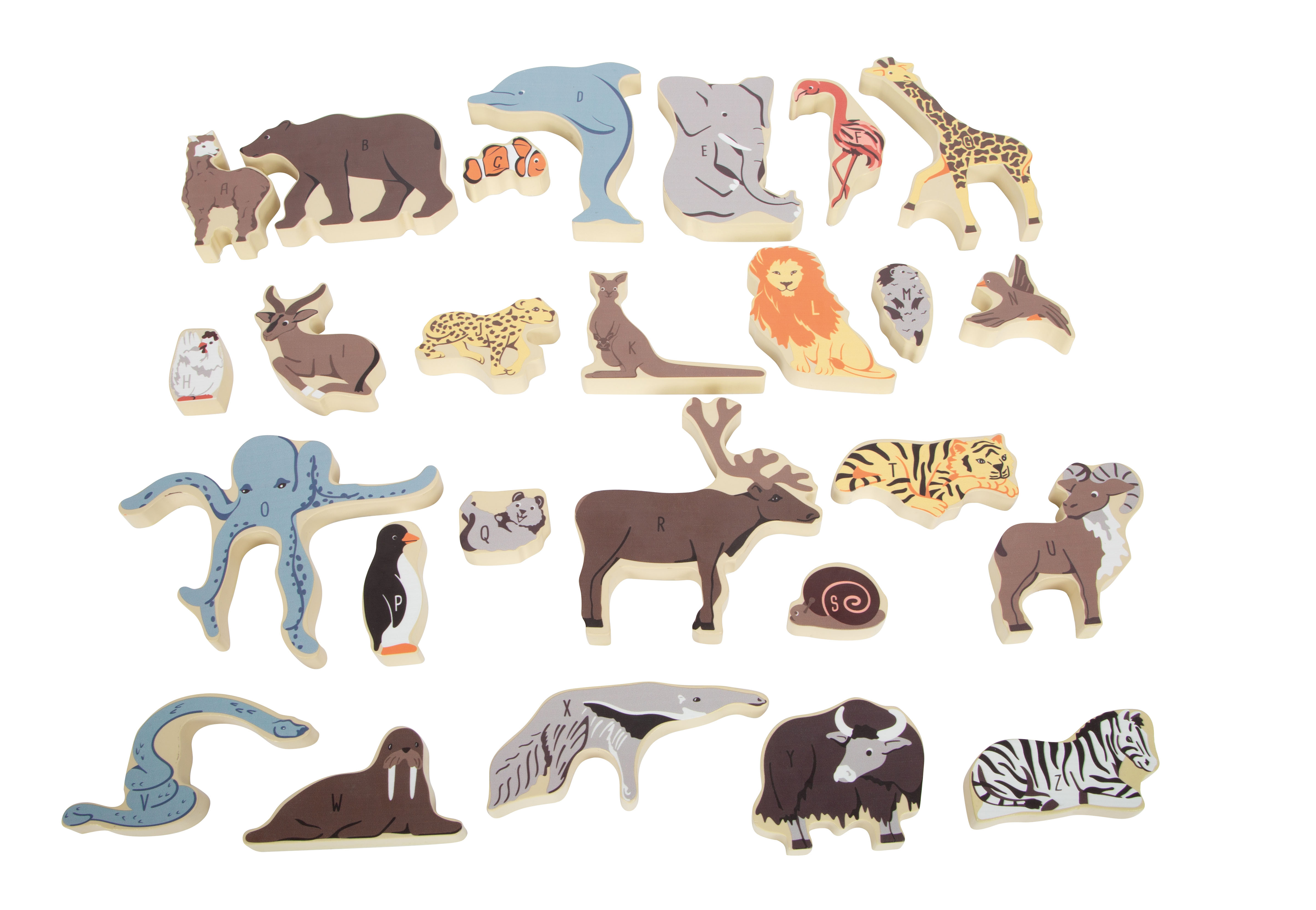 ABC-Puzzle Tierfiguren aus Holz für Kinder