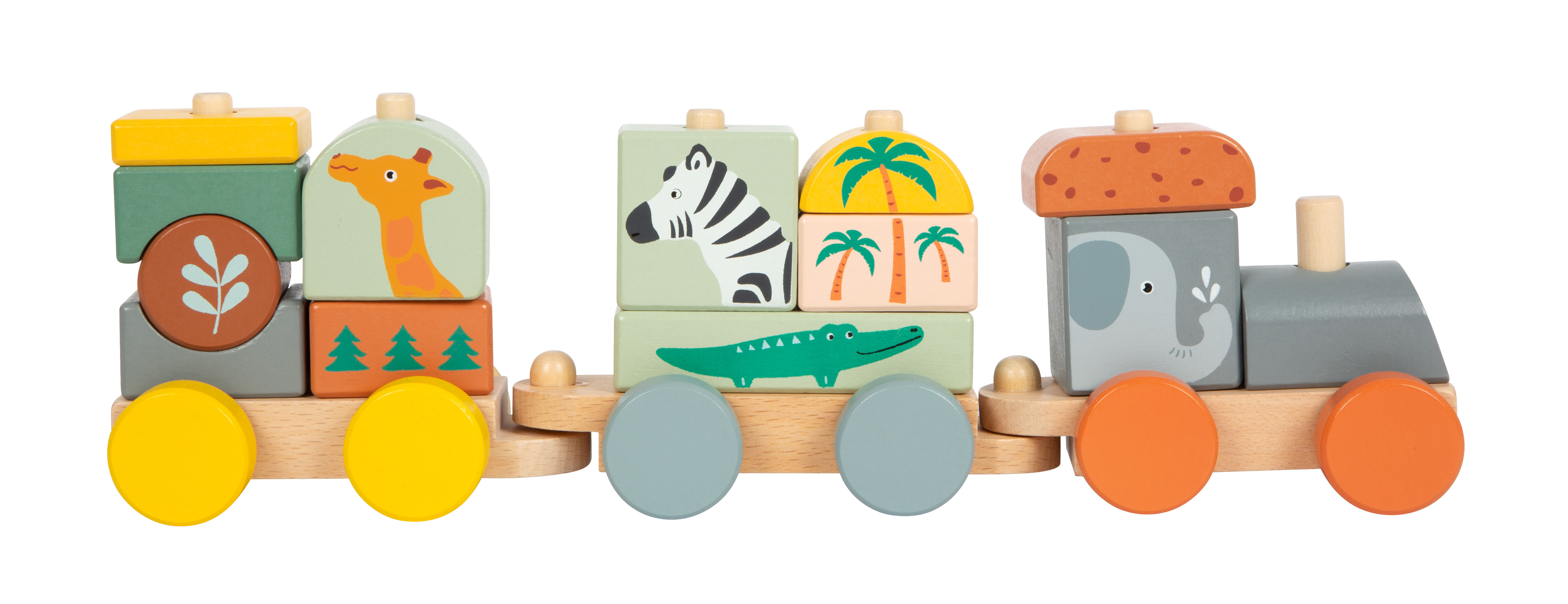 Holzzug mit Tiermotiven zum Spielen