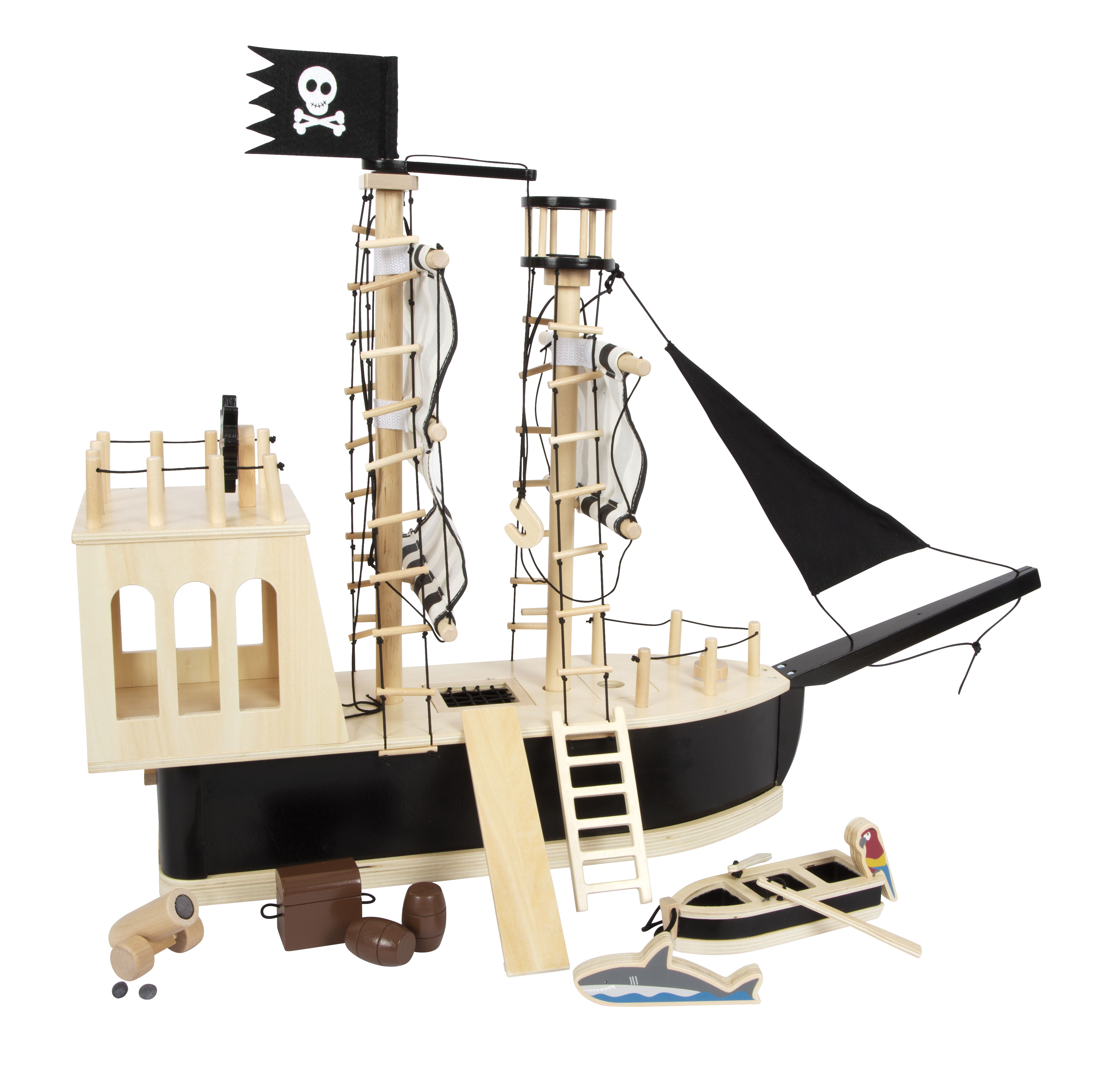 Schiff aus Holz für Piratenfiguren zum Spielen