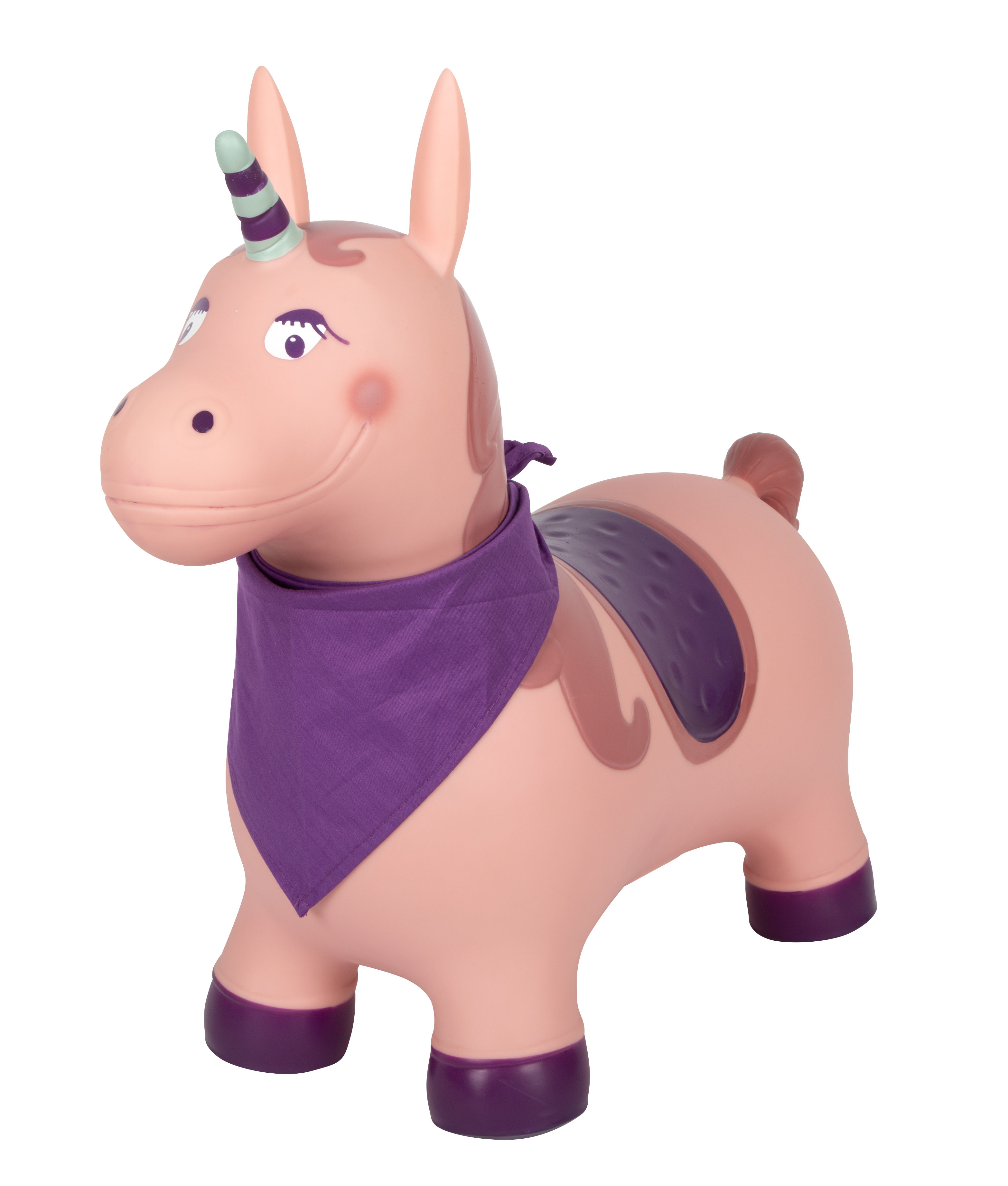 Hüpftier Einhorn mit lila-rosa Halstuch