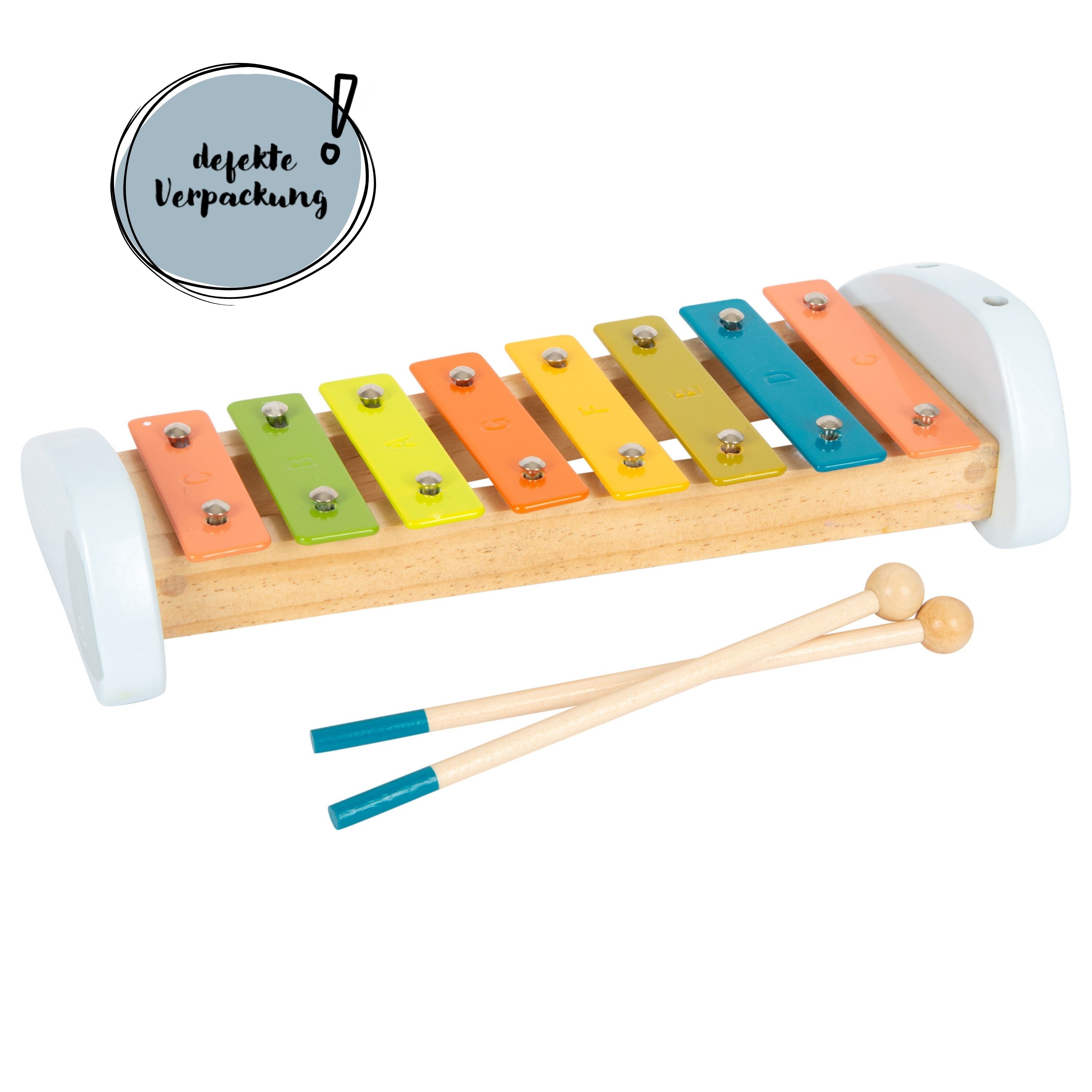 Xylophon aus Holz für Kinder mit defekter Verpackung