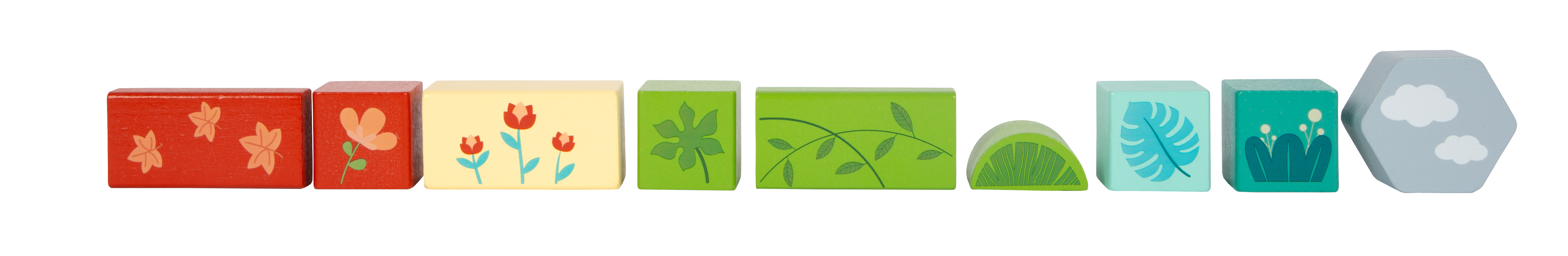 Bunte bedruckte Holzbausteine, Jungle-Motive