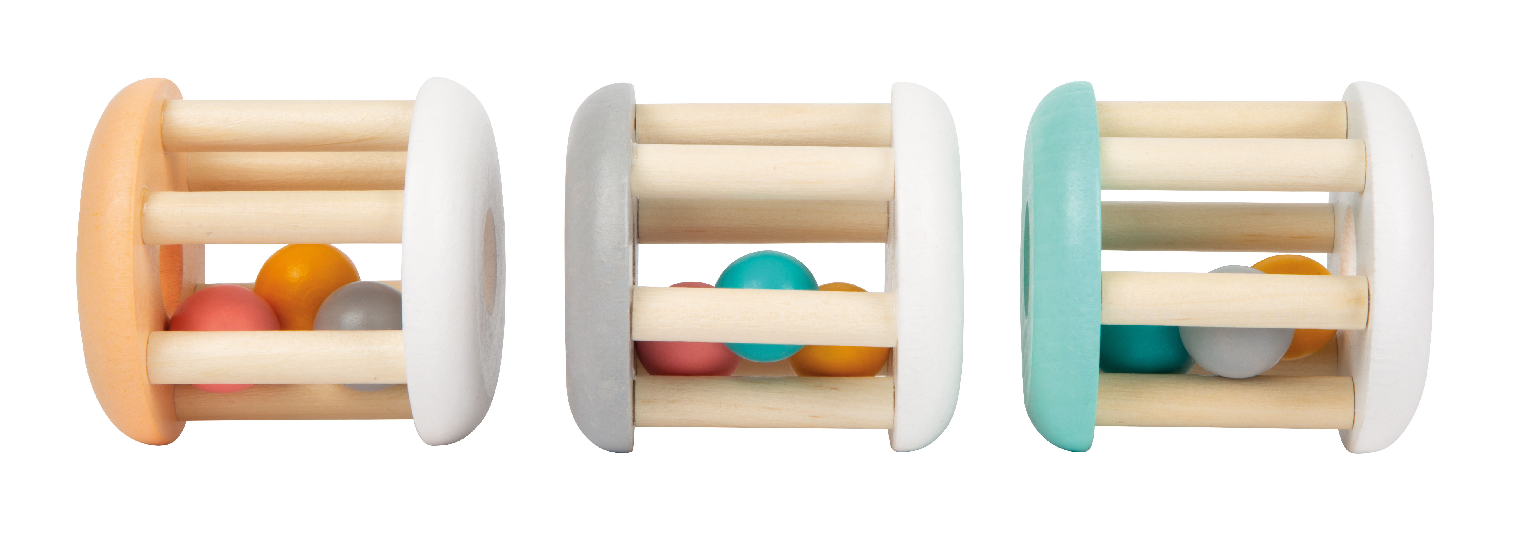 Bunte Holzrasseln für Babys