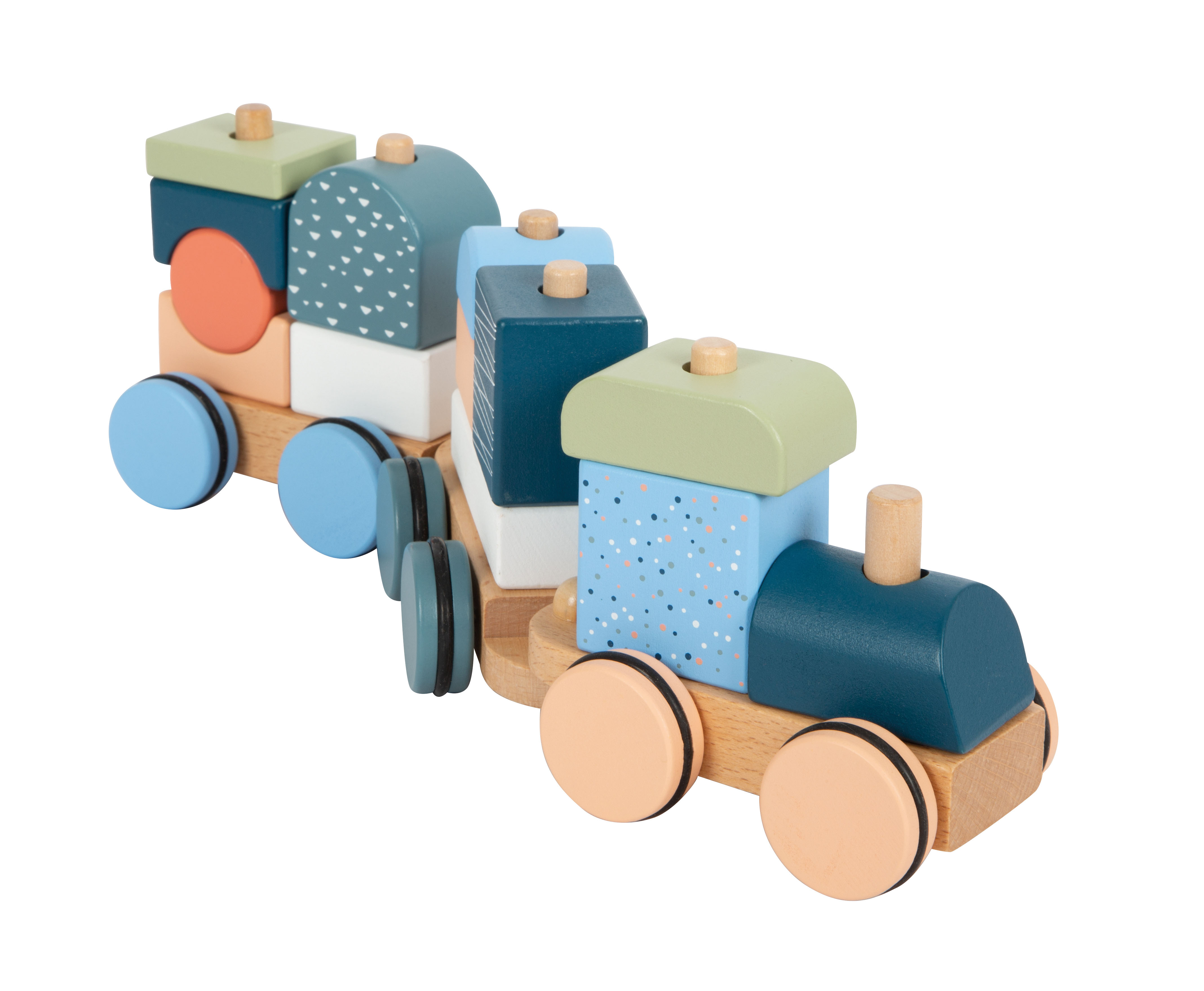 Holzzug für Kinder mit Bausteinen
