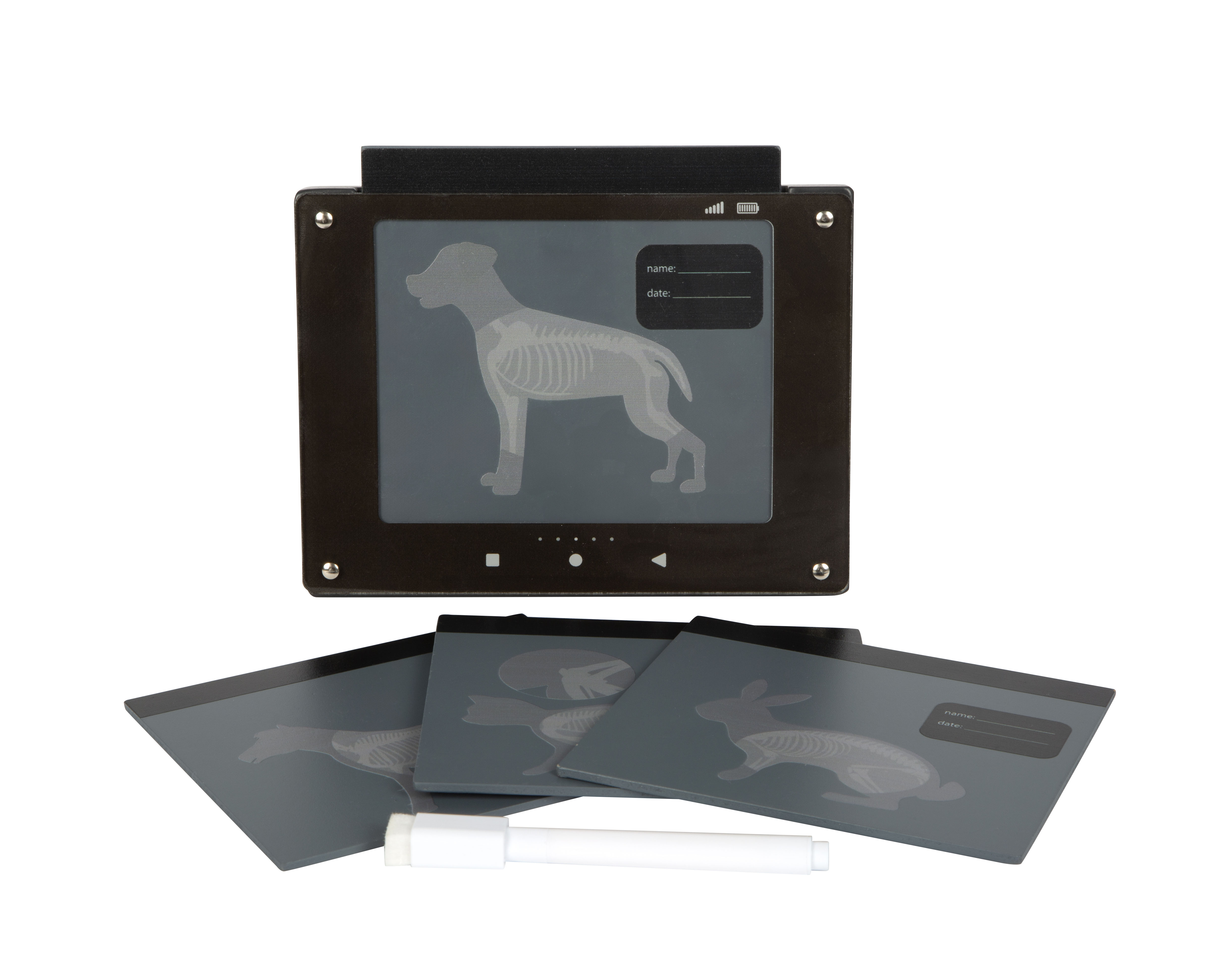 Tablet mit verschiedenen Röntgenkarten und abwischbarem Stift