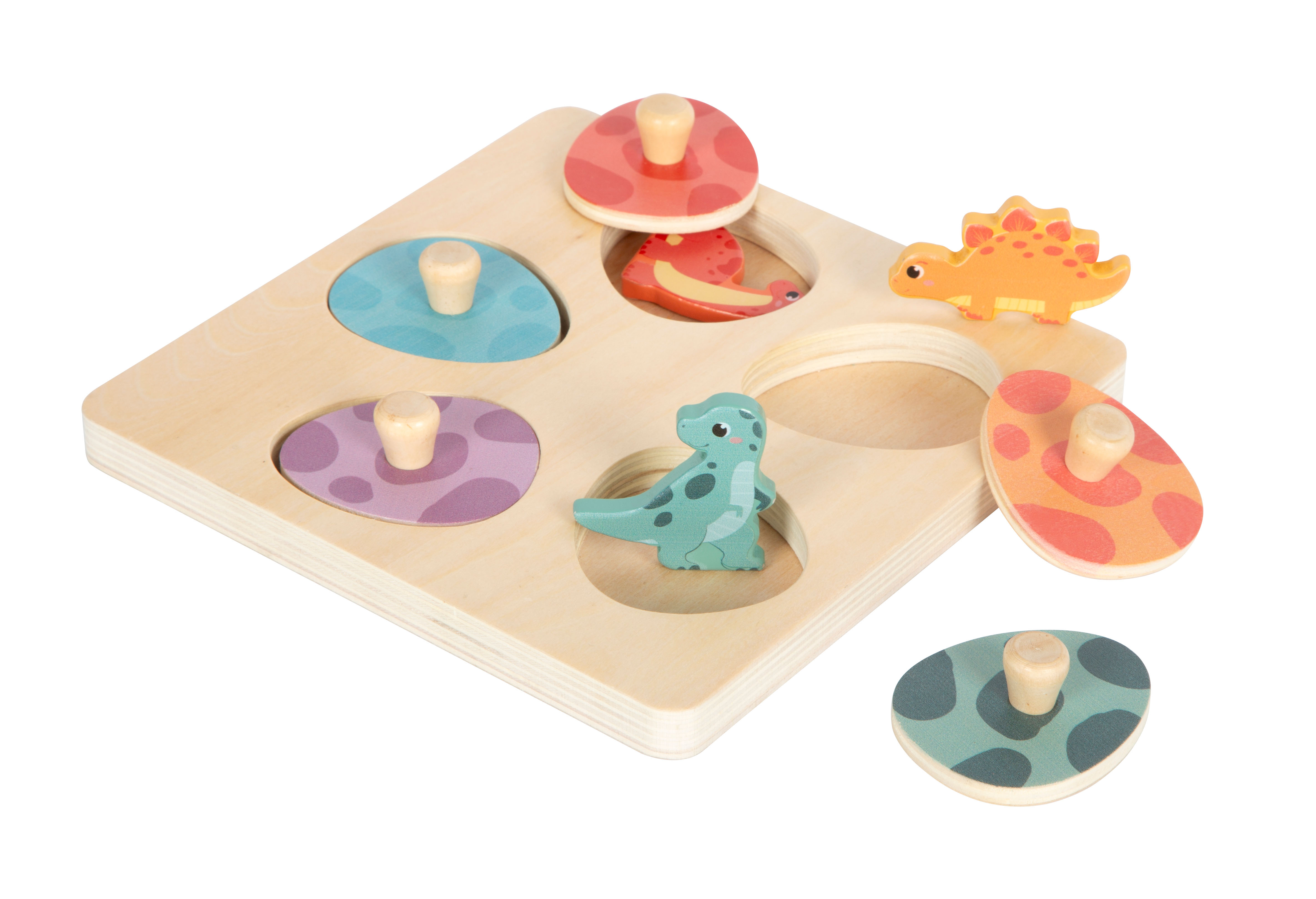 Setzpuzzle mit Dino-Holzfiguren-Memo