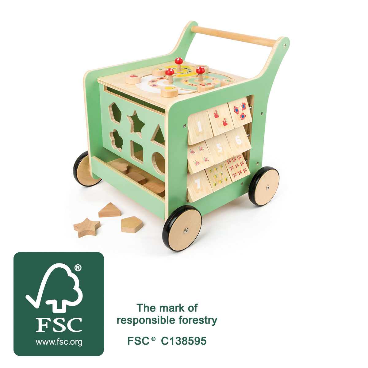 Lauflernwagen aus Holz mit Steckspiel