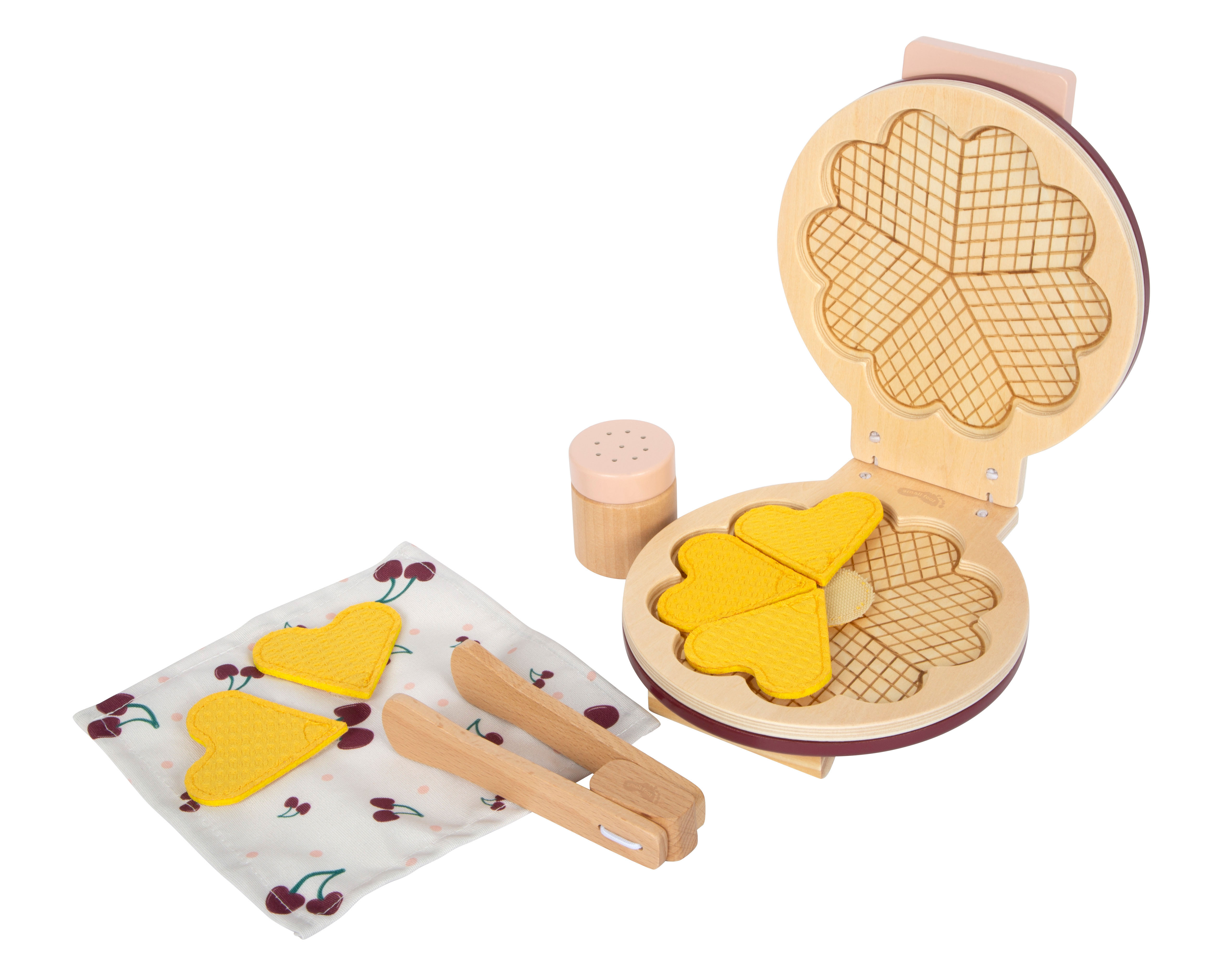 Waffelmaker, Holz, Spielzeug fuer Kinder, gelbe Herzen, Kochzubehör