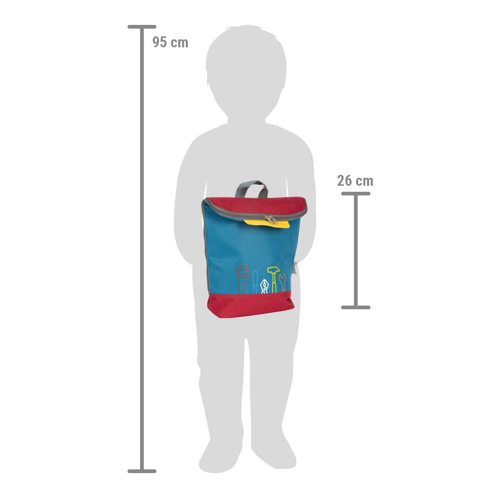Werkzeugrucksack workshop als Maßgrafik mit Produktabmessungen