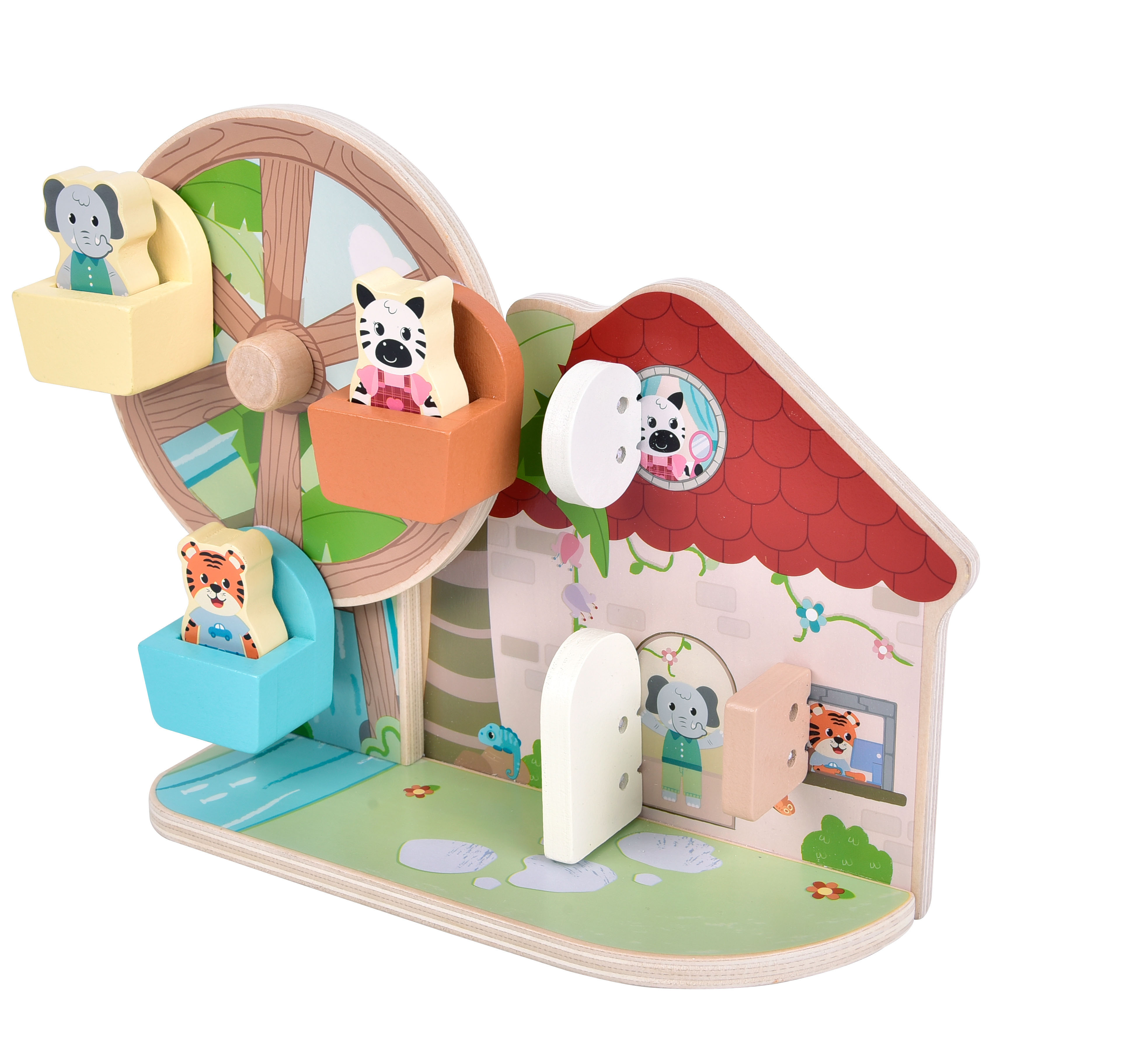 Motorikspielzeug Riesenrad Jungle Friends mit Elefant Tiger Zebra