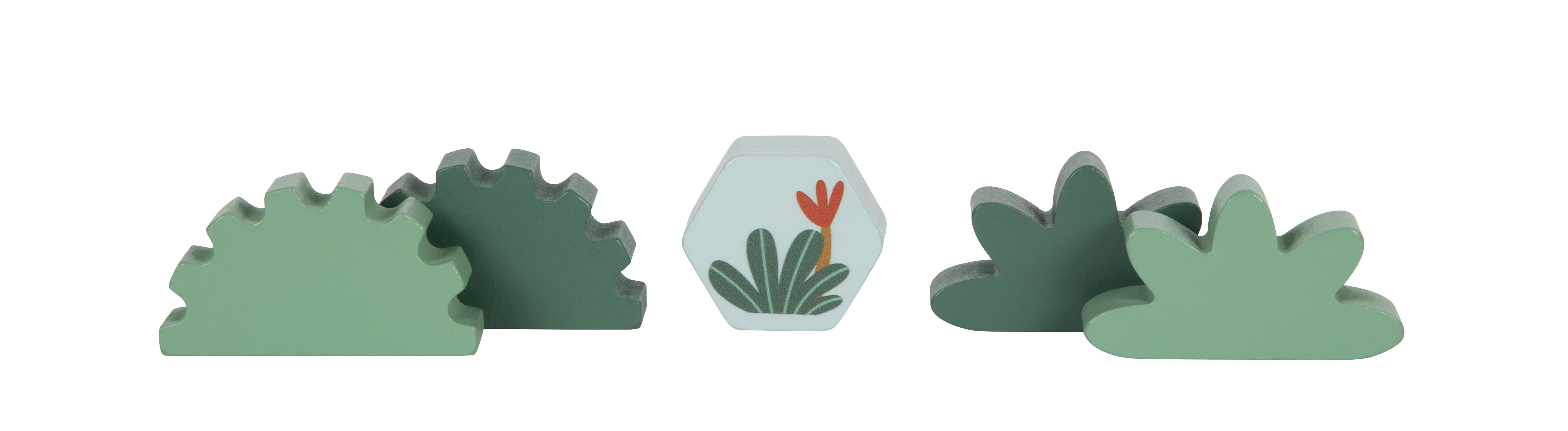 Grüne Pflanzen-Bauklötze aus Holz