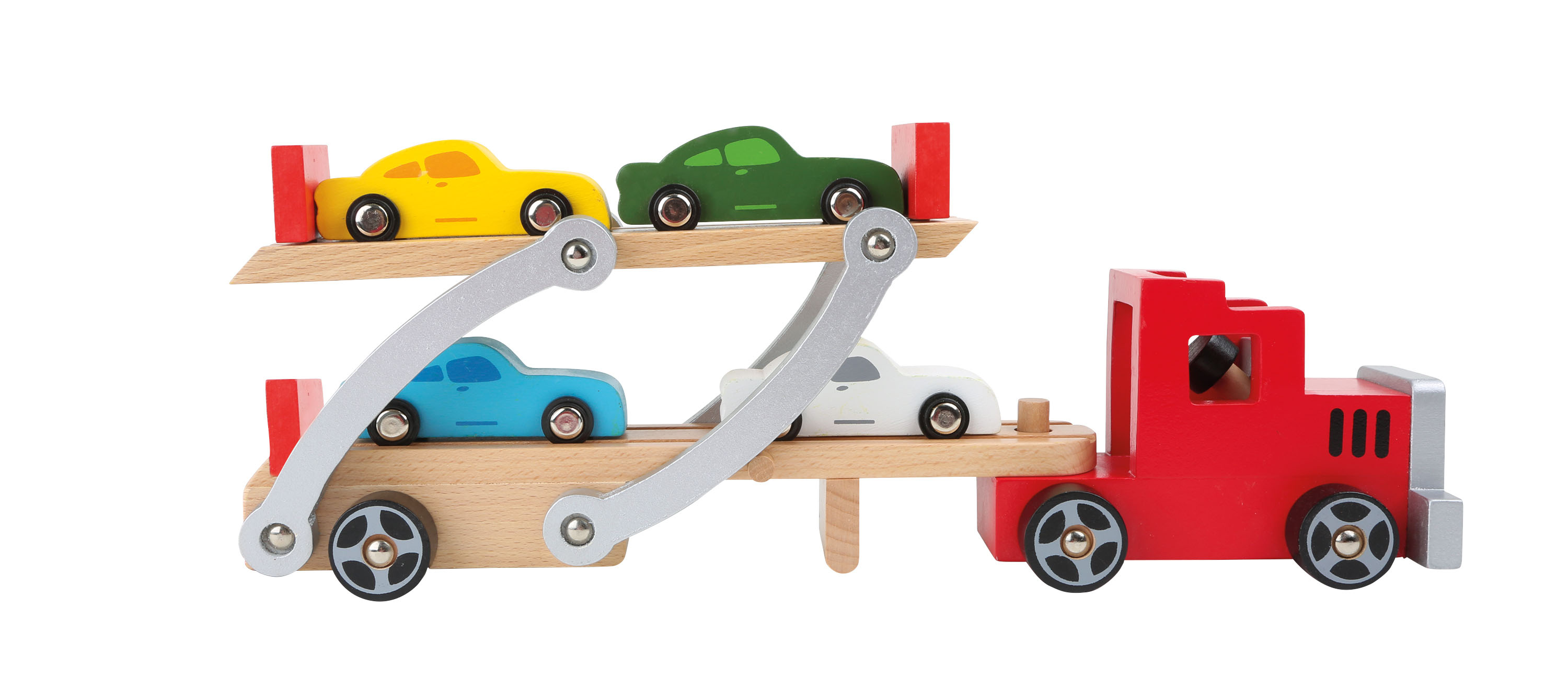 Autotransporter Klassik aus Holz mit 4 Autos