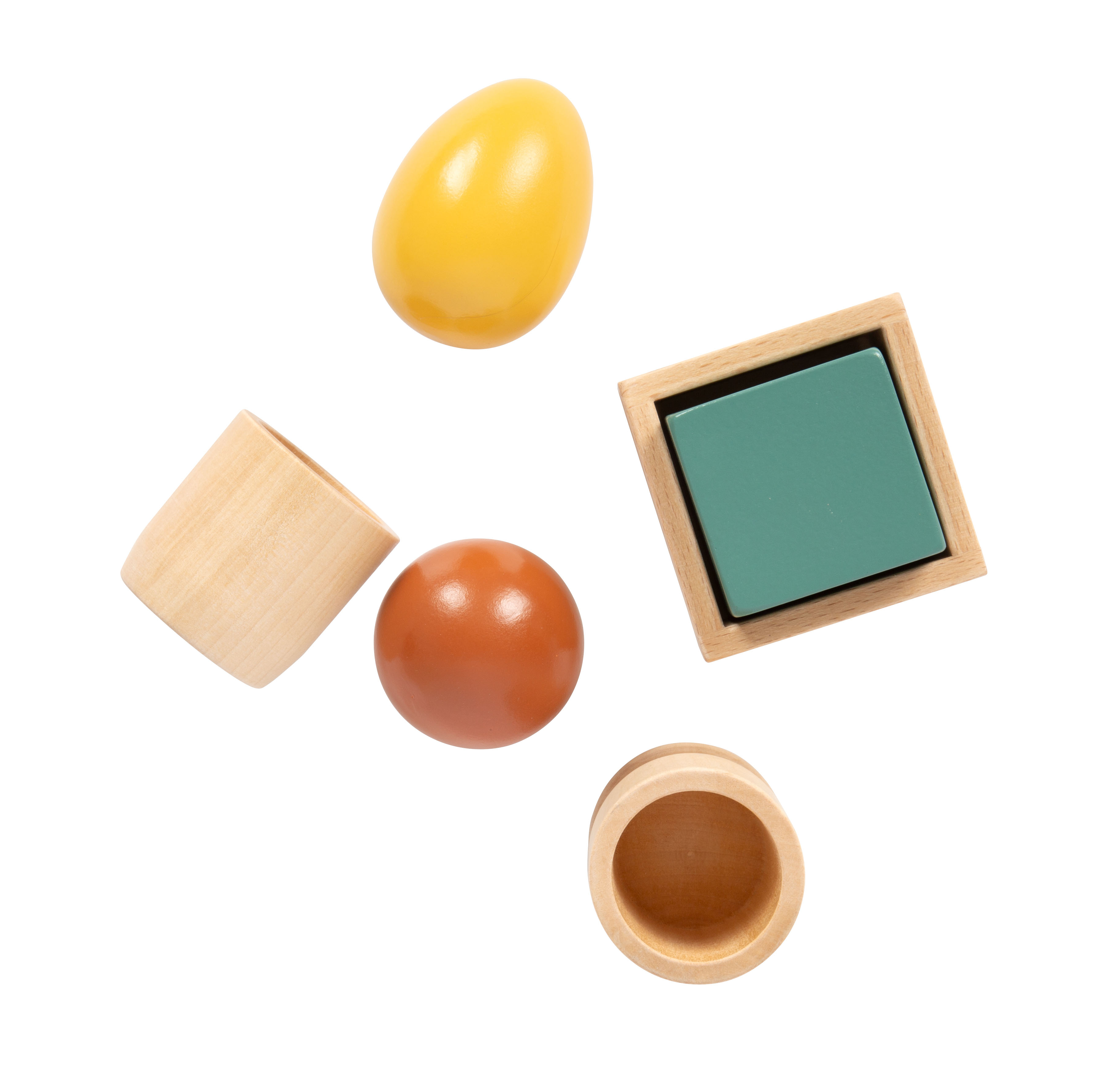 Montessori Sortierspiel mit Kugel, Würfel und Ei mit lernen