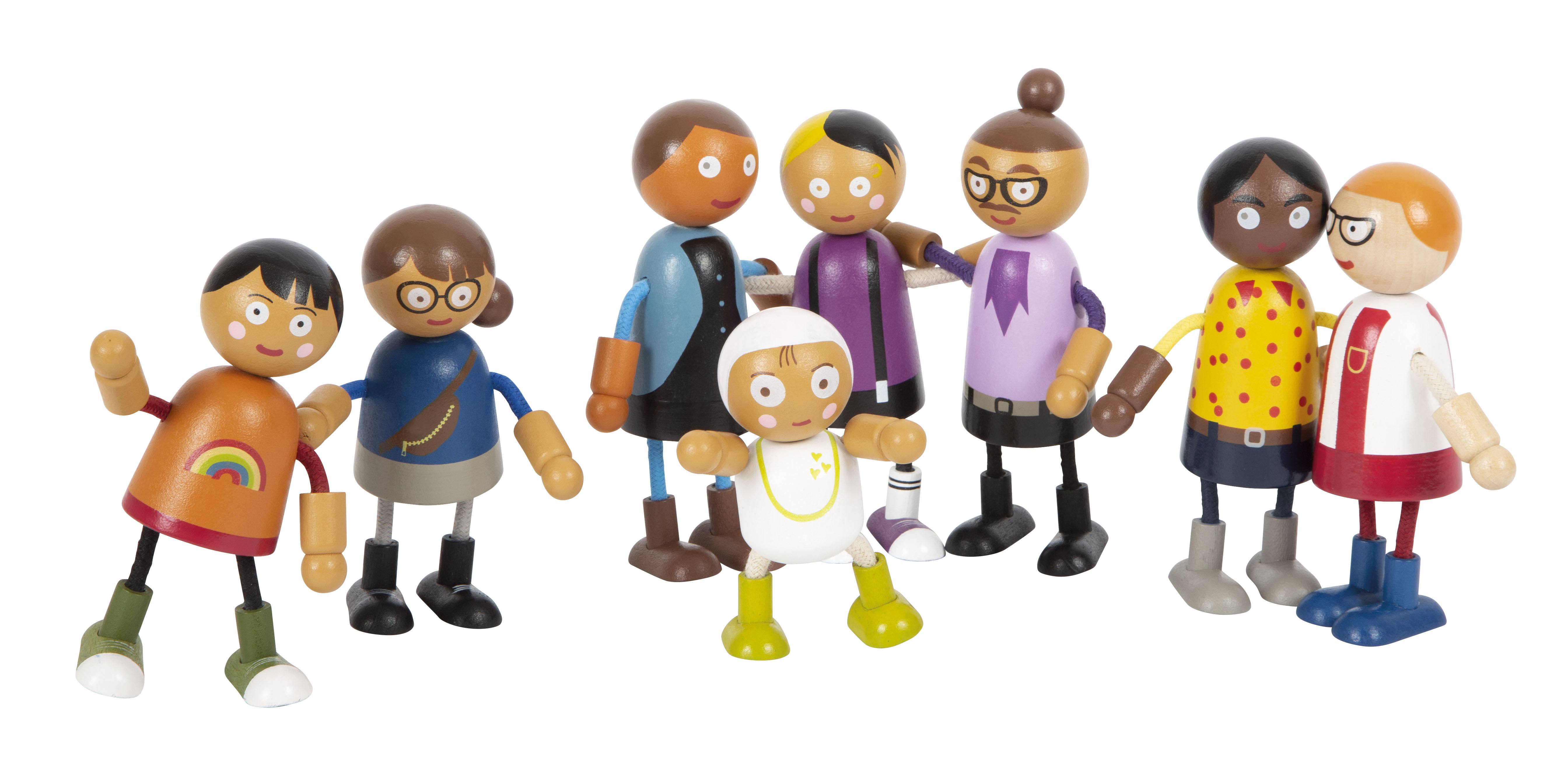 Spielfiguren-Set Patchwork-Familie aus Holz