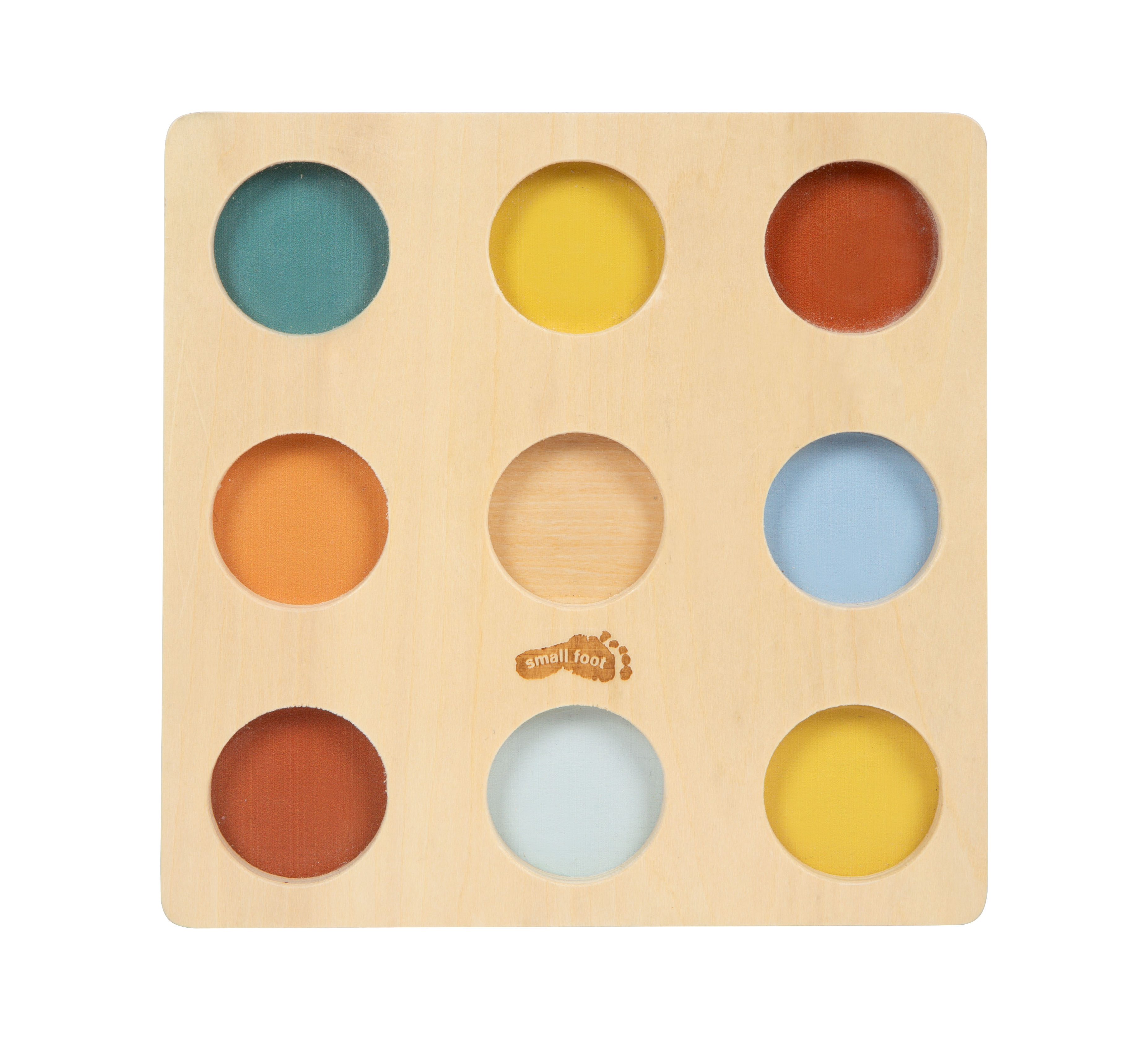 Montessori-Sortierspiel mit Kugeln und leeren Farbfeldern
