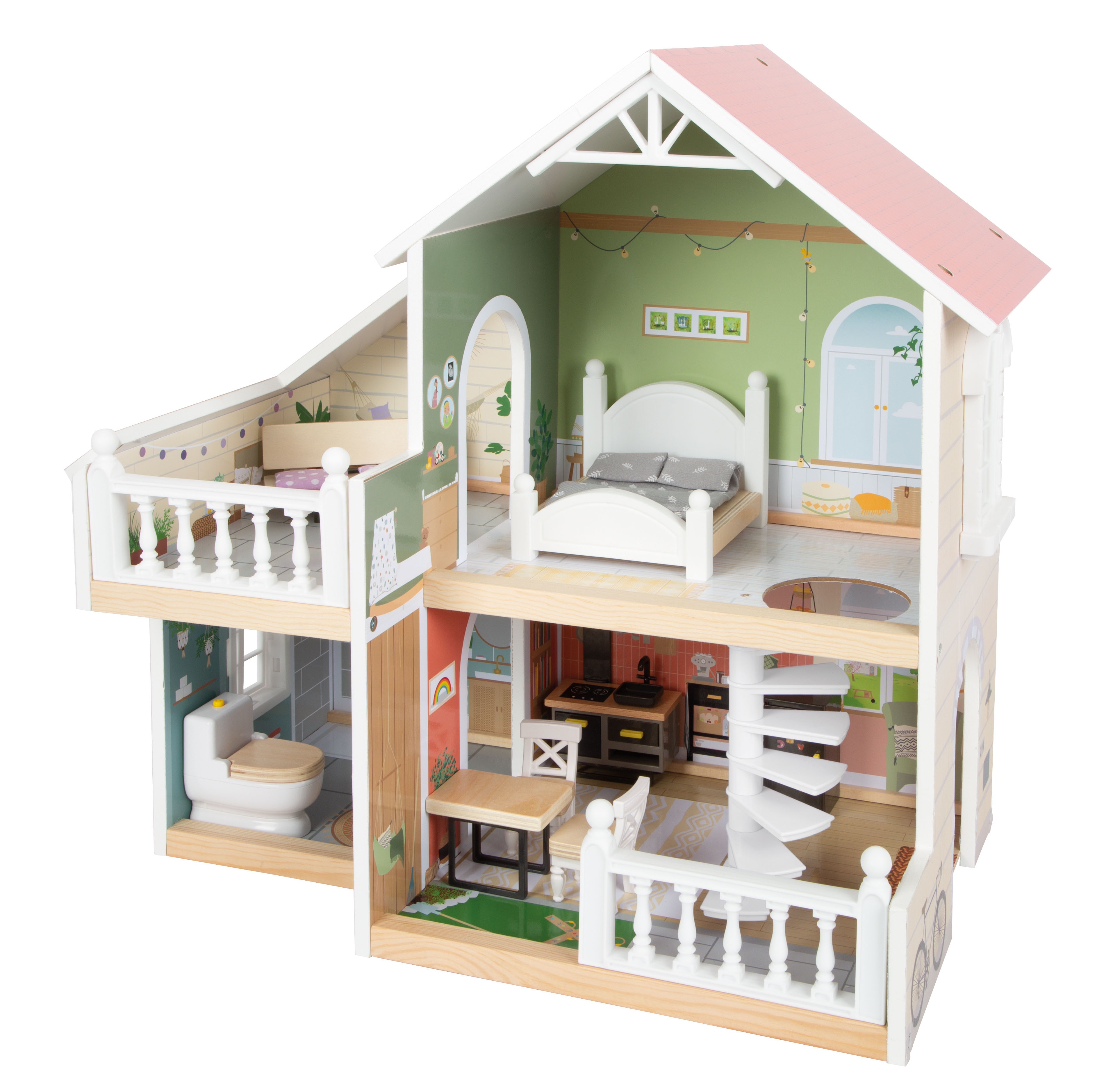 Puppenhaus mit Dachterrasse für Kinder