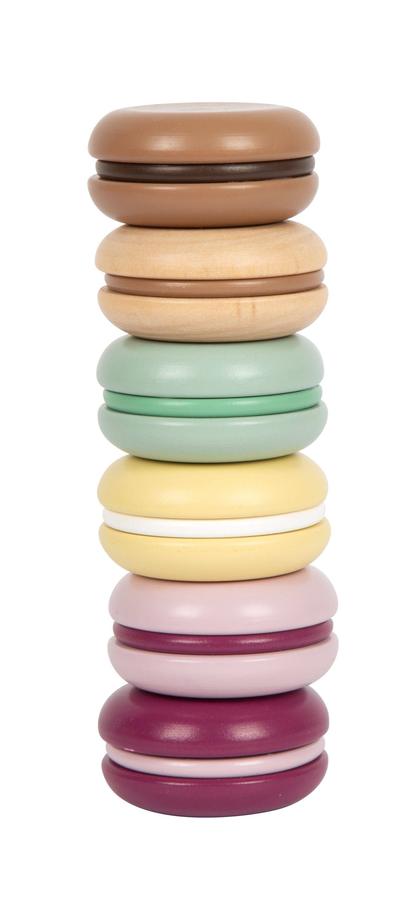 Macarons aus Holz gestapelt