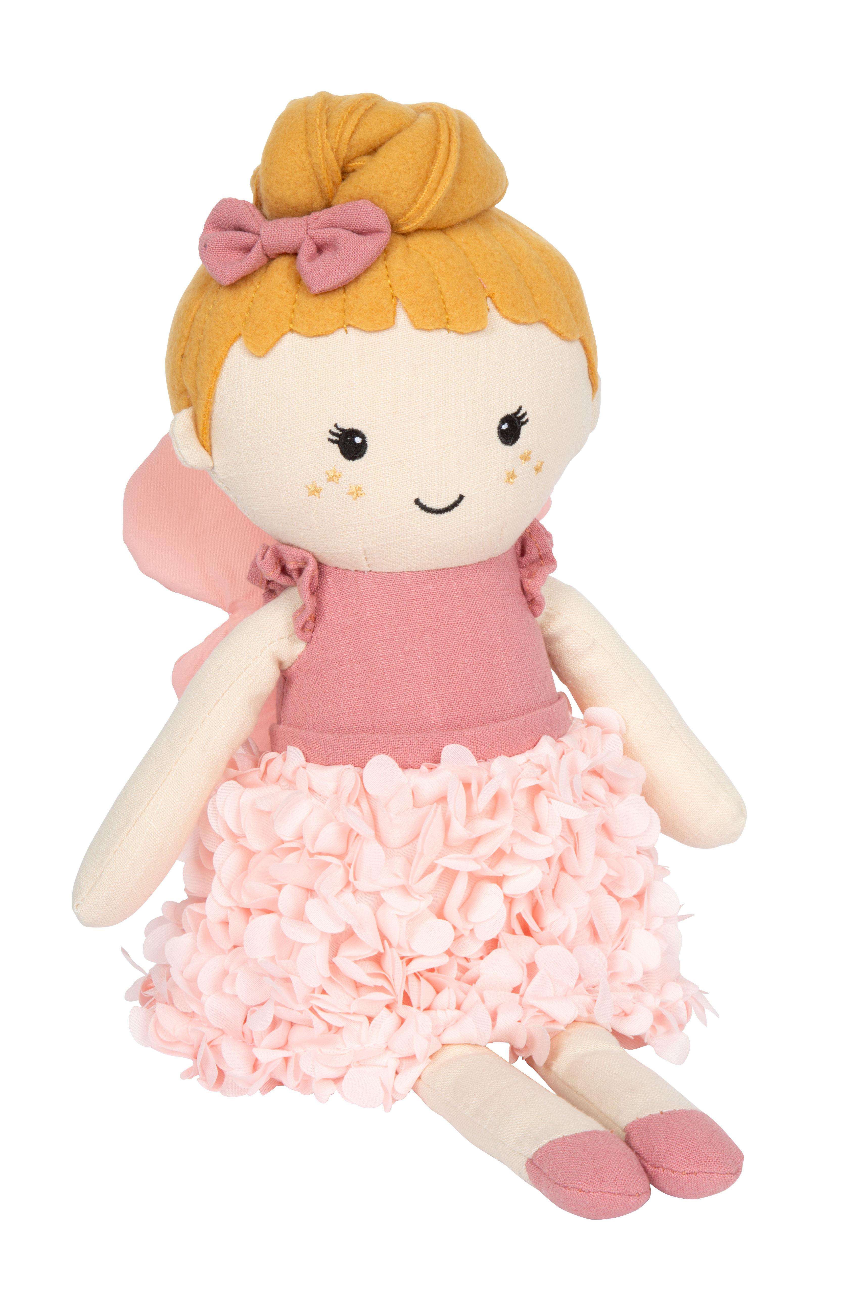 Stoffpuppe Fee Pippa mit Blumenkleid und Dutt
