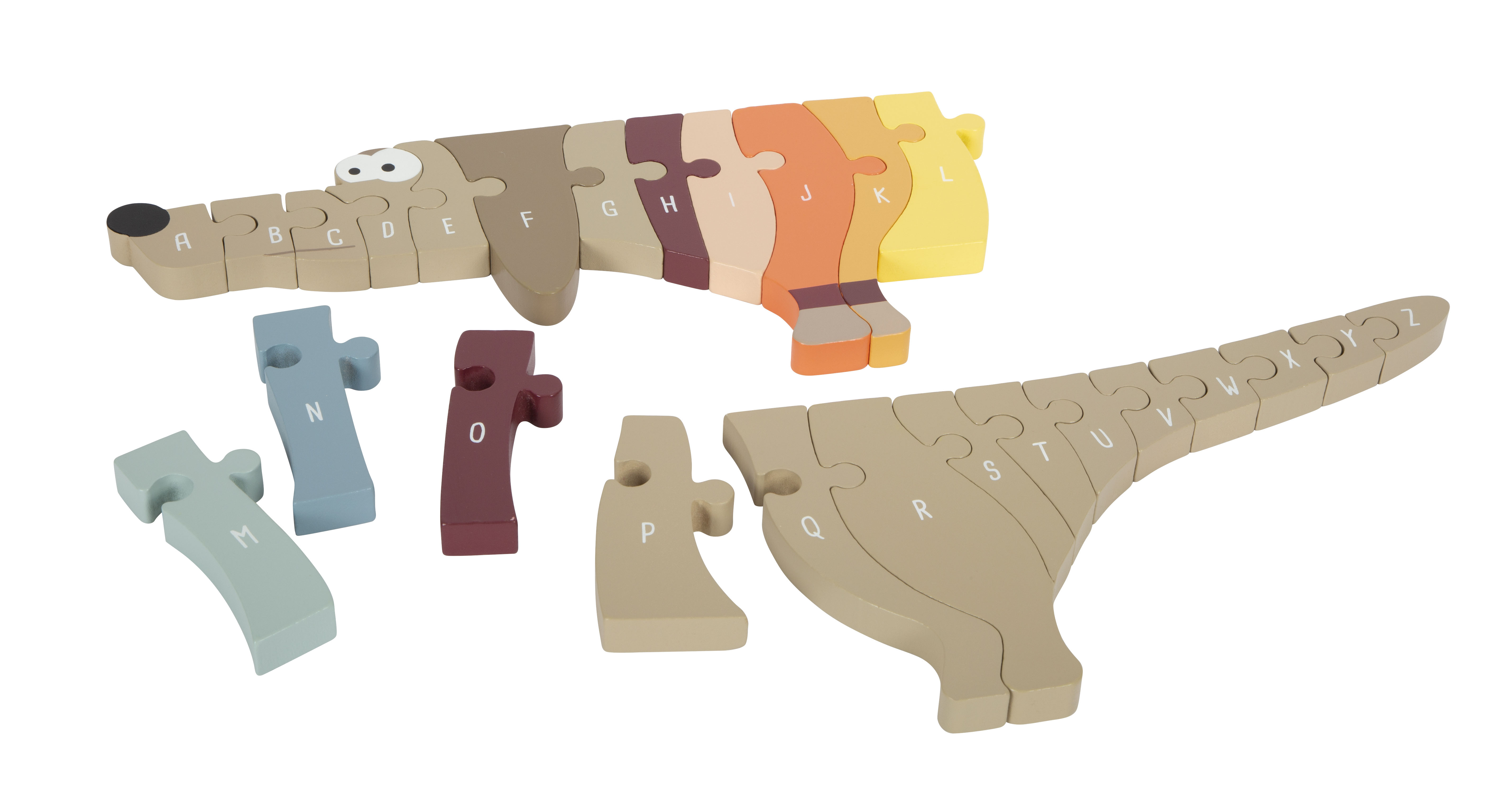 Buchstabenpuzzle aus Holz in Hunde-Form
