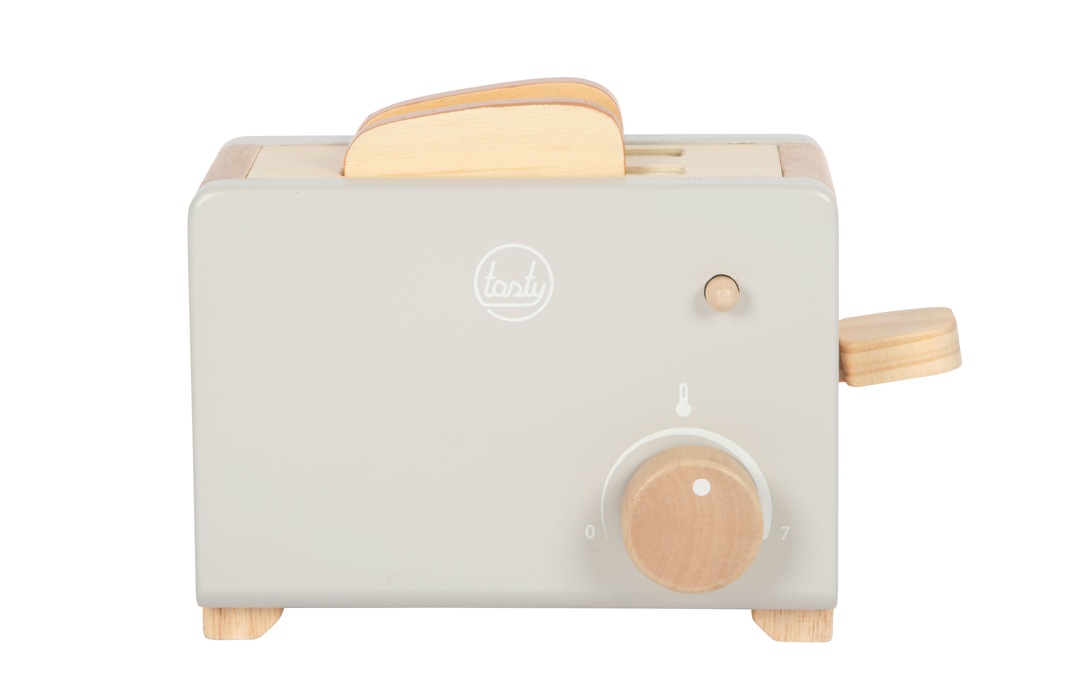 fertiges Toast in Toaster grau