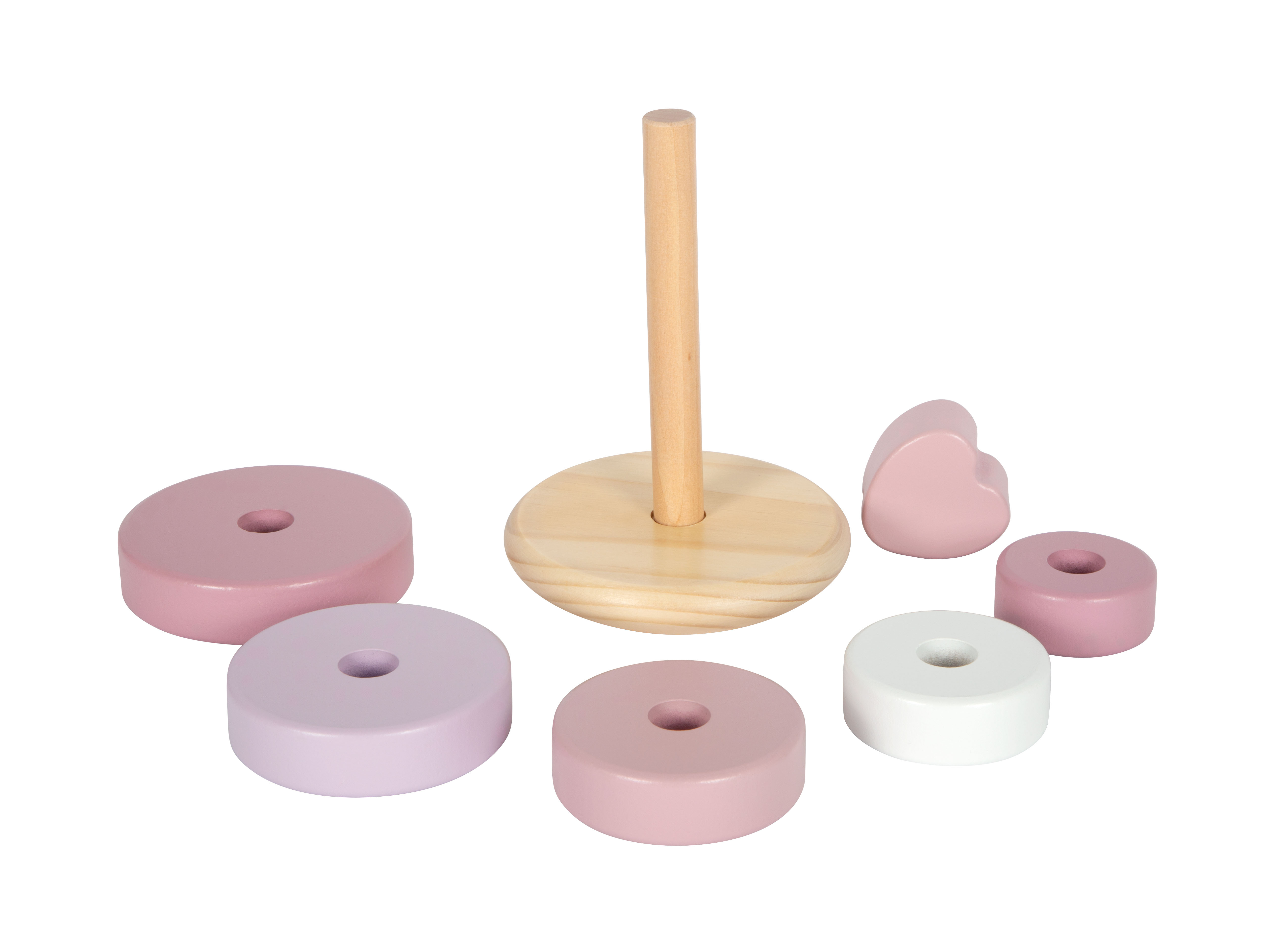 Stapelturm aus Holz mit beweglicher Stange